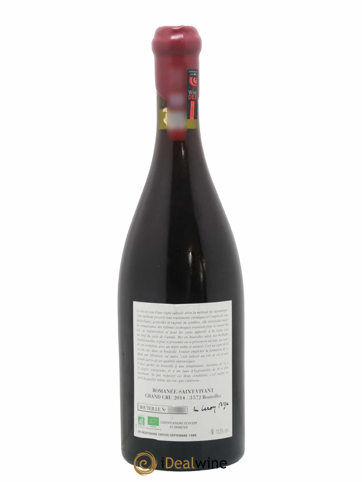 Romanée-Saint-Vivant Grand Cru Leroy (Domaine) 2014 - Lot de 1 bouteille - 1