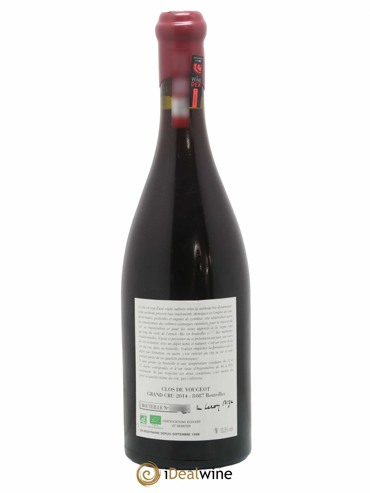 Clos de Vougeot Grand Cru Leroy (Domaine) 2014 - Lot de 1 bouteille - 1