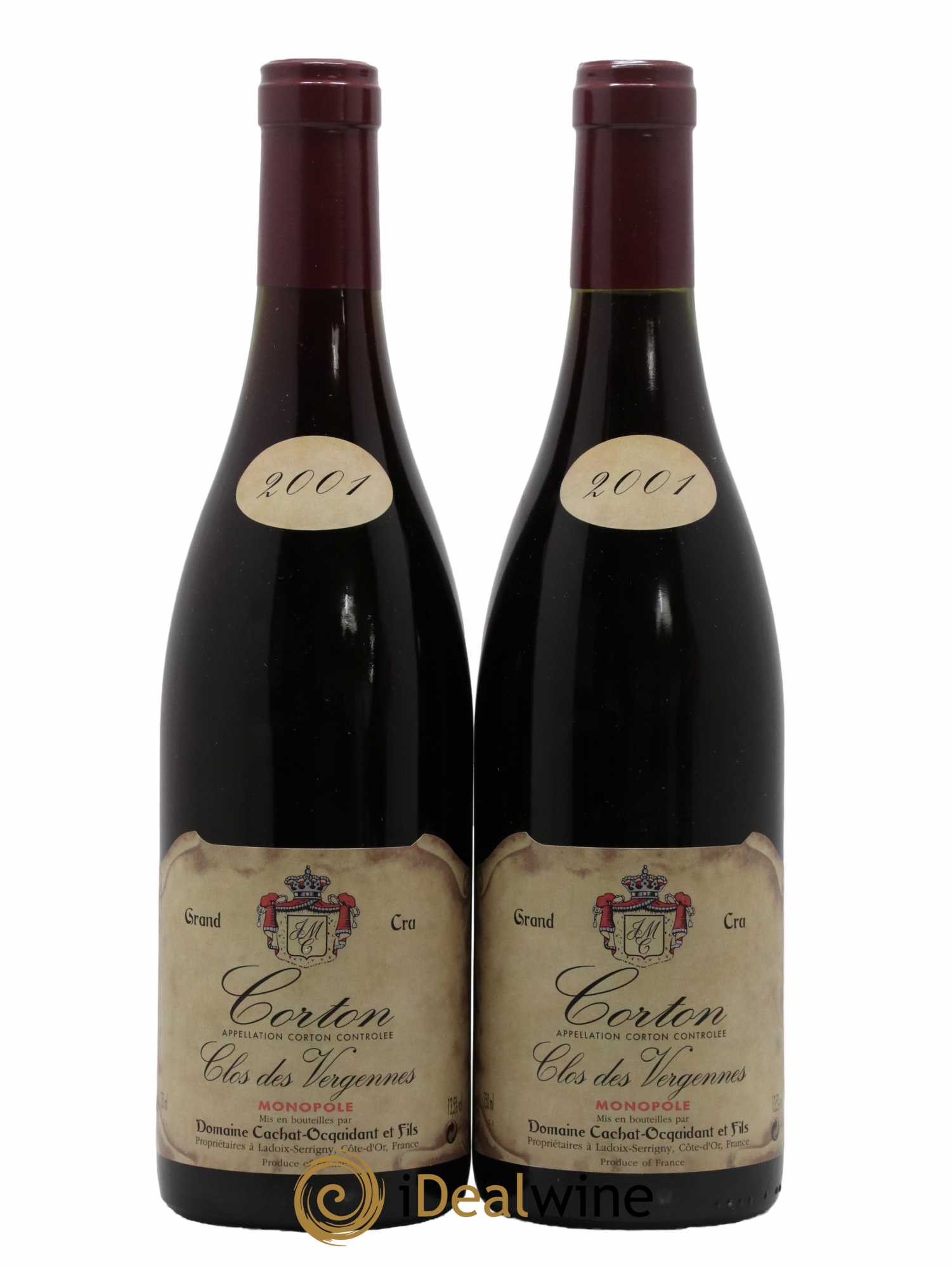 Corton Grand Cru Clos Des Vergennes Domaine Cachat Ocquidant Et Fils 2001 - Lot de 2 bouteilles - 0