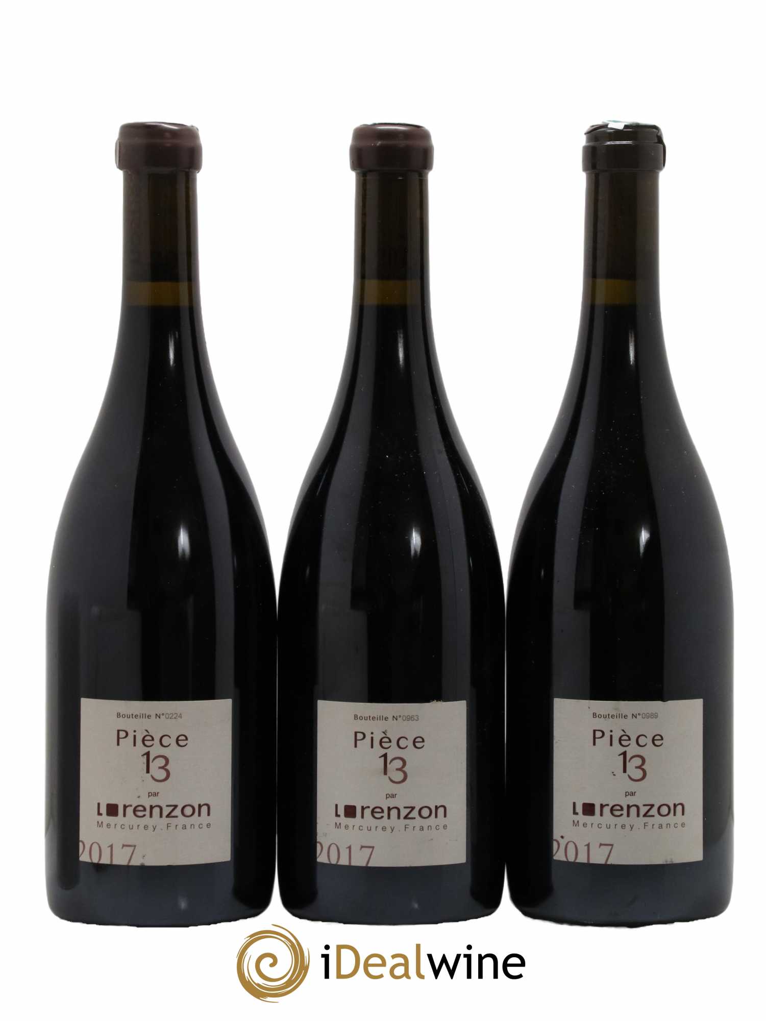 Mercurey 1er Cru Pièce 13 Bruno Lorenzon 2017 - Lot de 3 bouteilles - 0
