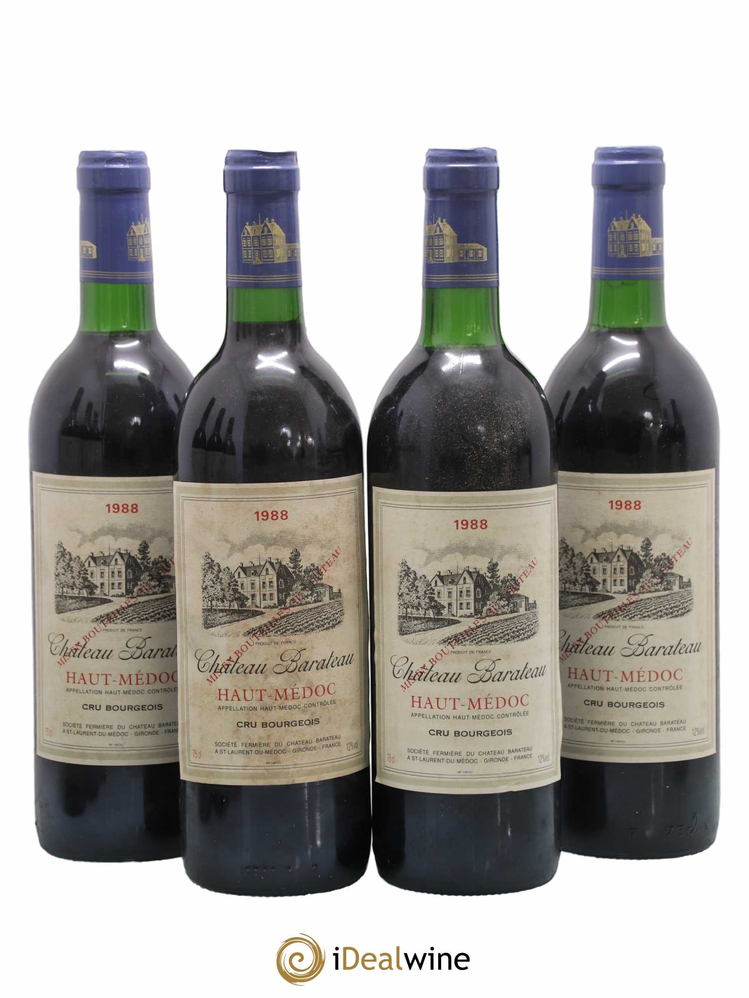 Haut Médoc Château Barateau (sans prix de réserve) 1988 - Posten von 4 Flaschen - 0