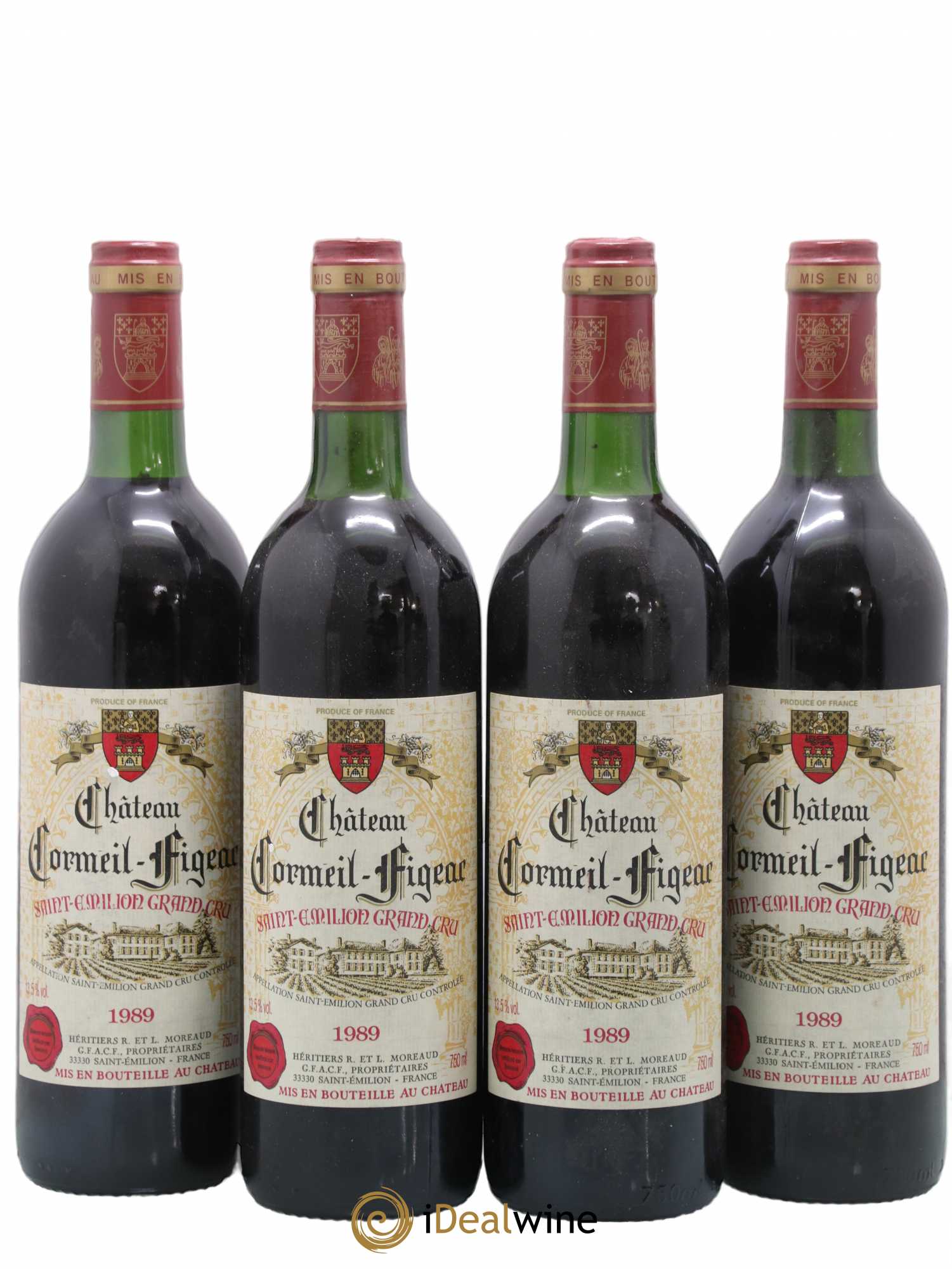 Château Cormeil Figeac (sans prix de réserve) 1989 - Lot de 4 bouteilles - 0