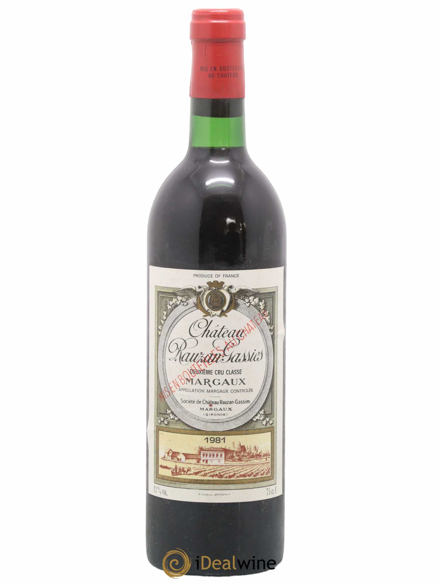 Château Rauzan-Gassies 2ème Grand Cru Classé 1981 - Lot de 1 bouteille - 0