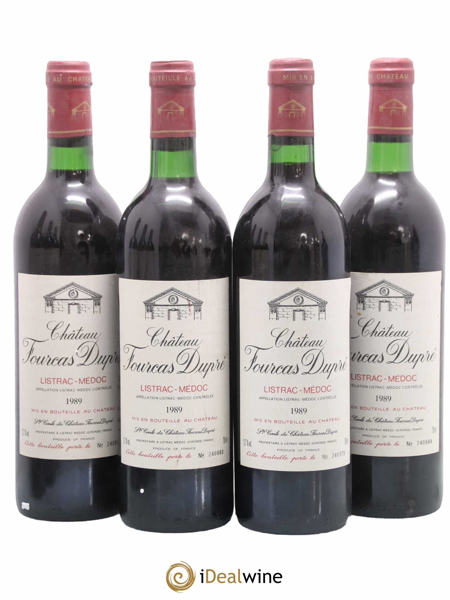Château Fourcas Dupré (sans prix de réserve) 1989 - Lot de 4 bouteilles - 0