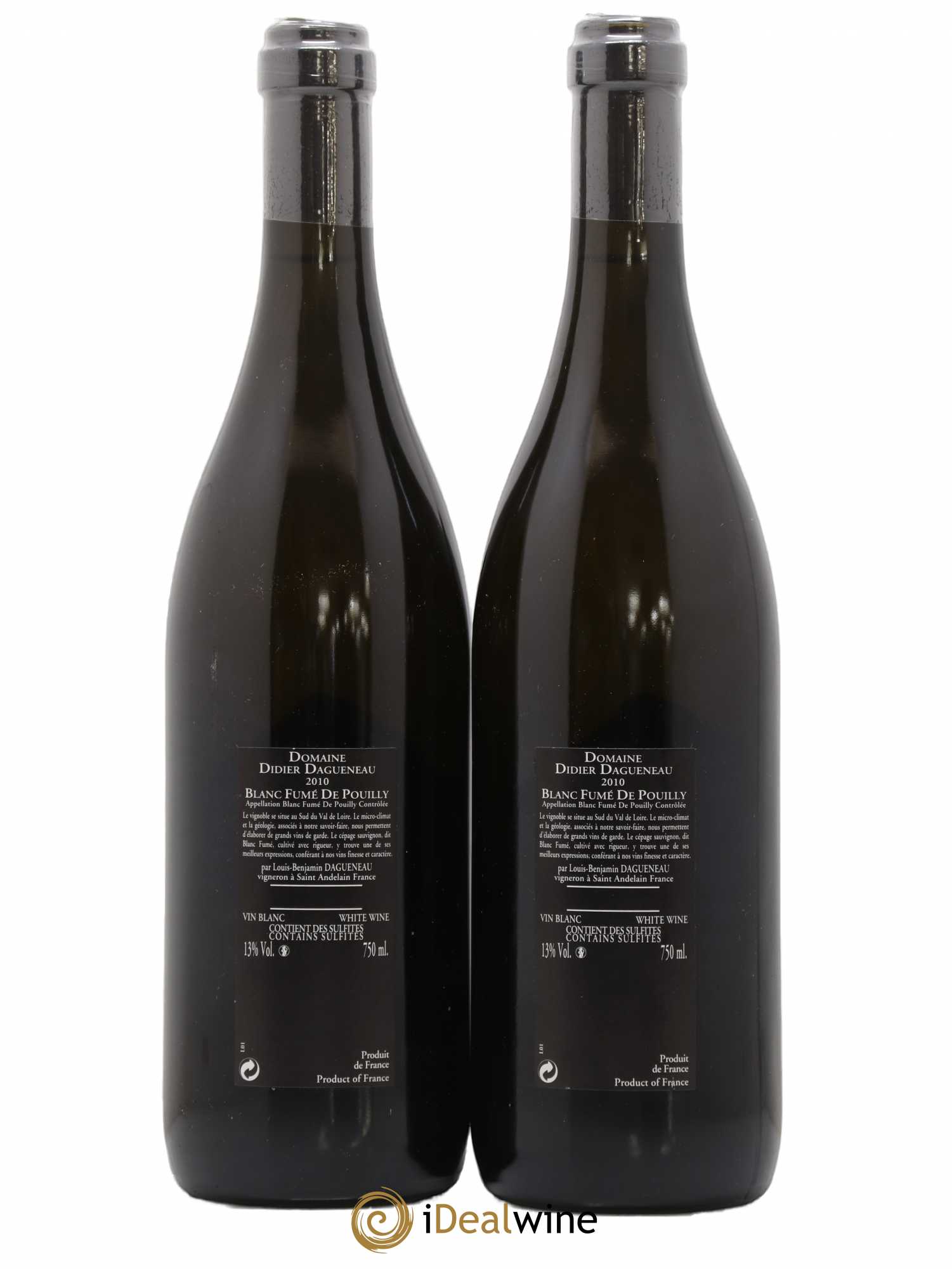 Vin de France (anciennement Pouilly-Fumé) Silex Dagueneau (Domaine Didier - Louis-Benjamin) 2010 - Lot de 2 bouteilles - 1