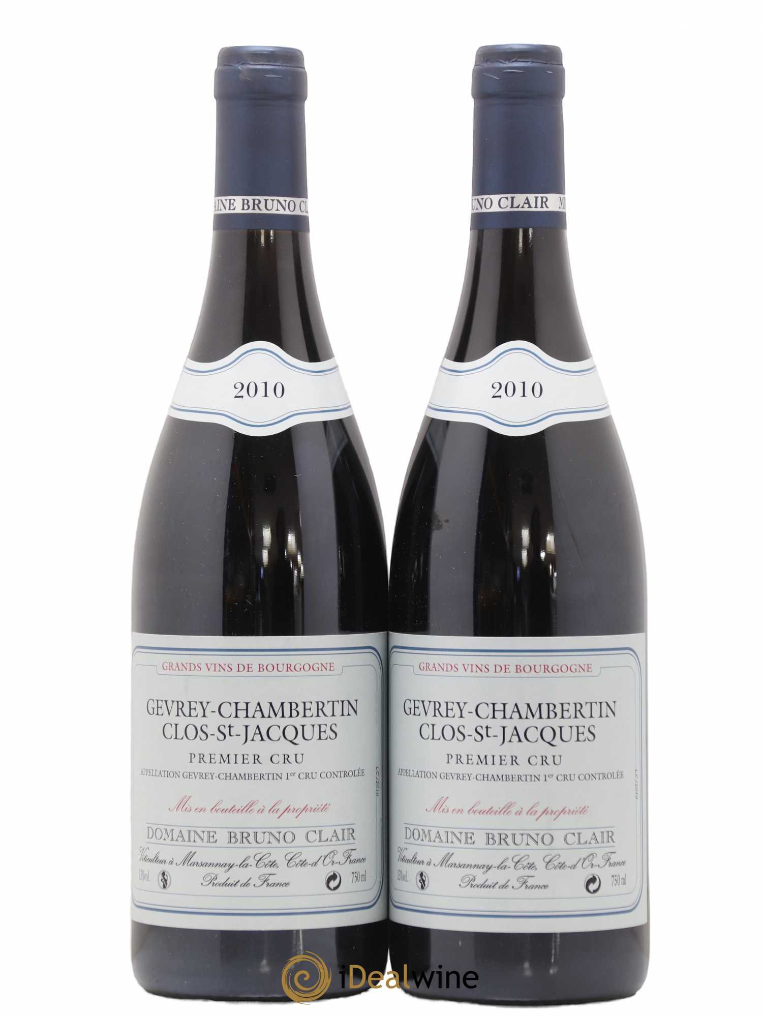Gevrey-Chambertin 1er Cru Clos Saint-Jacques Bruno Clair (Domaine) 2010 - Lot de 2 bouteilles - 0