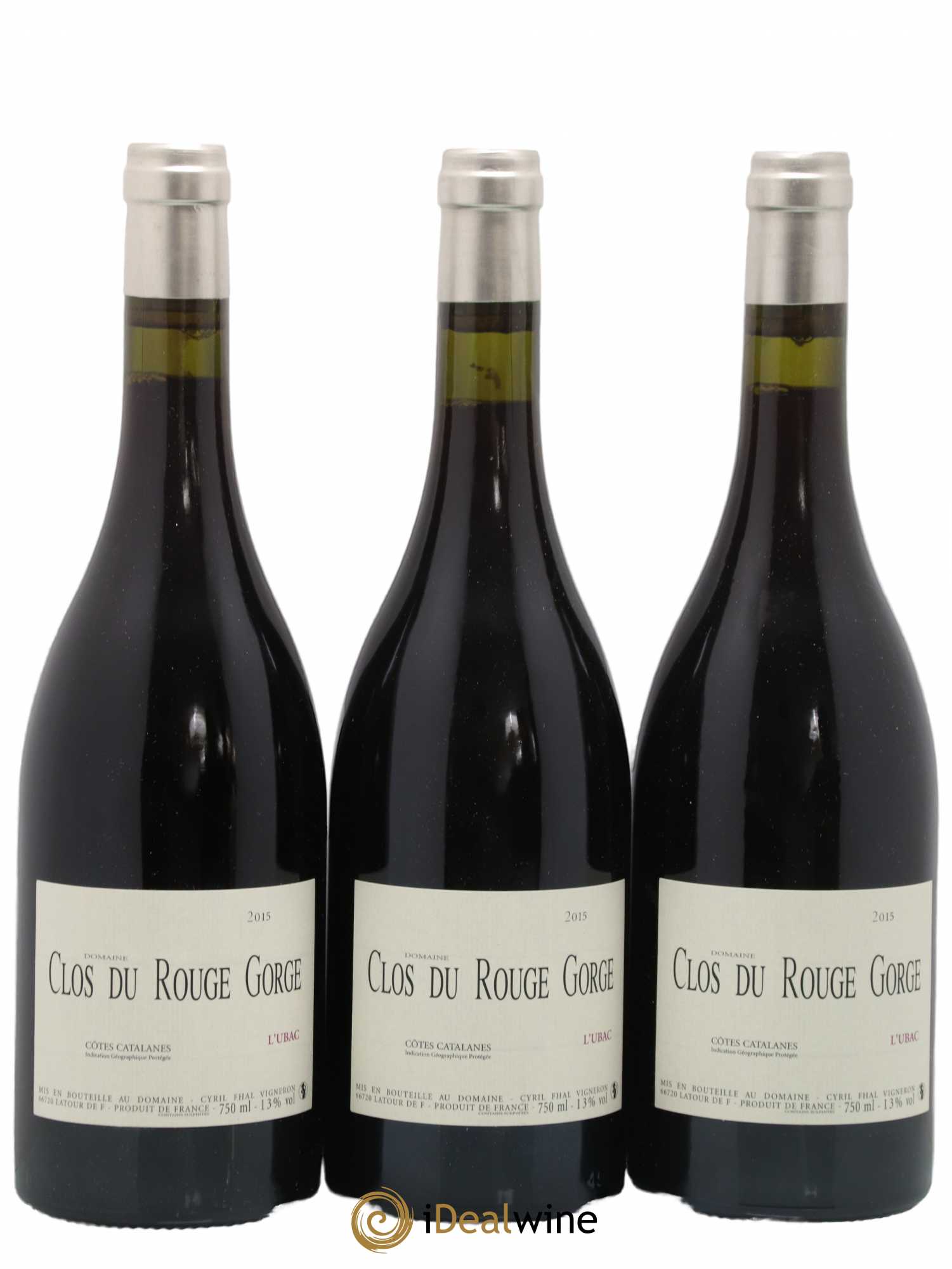Côtes Catalanes Clos du Rouge Gorge L'Ubac Cyril Fhal 2015 - Lot de 3 bouteilles - 0