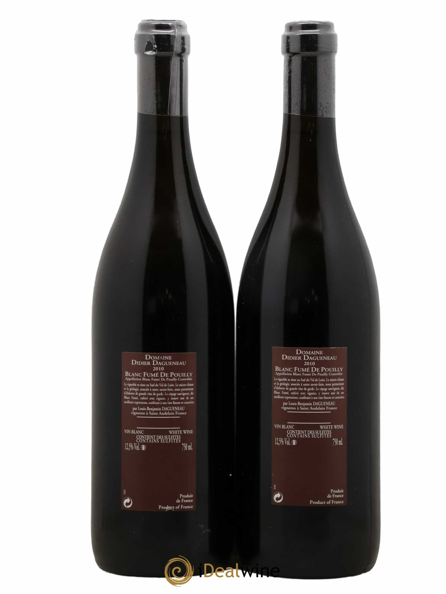 Vin de France (anciennement Pouilly-Fumé) Pur Sang Dagueneau (Domaine Didier - Louis-Benjamin) 2010 - Lot de 2 bouteilles - 1