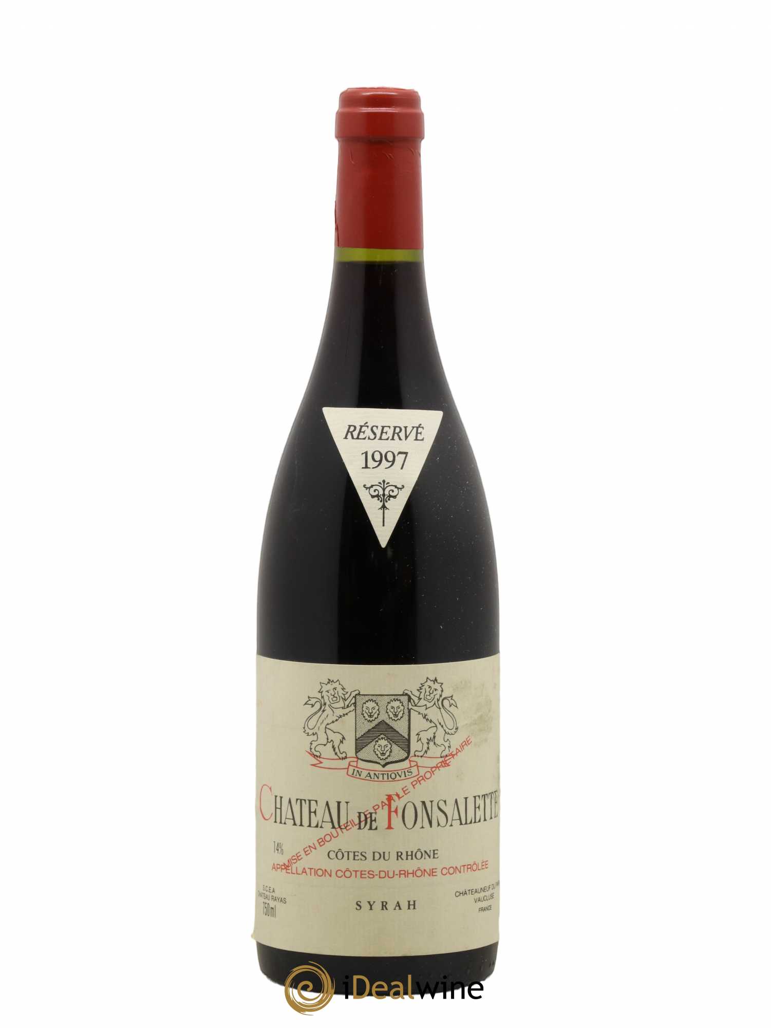Côtes-du-Rhône Cuvée Syrah Château de Fonsalette 1997 - Lot de 1 bouteille - 0