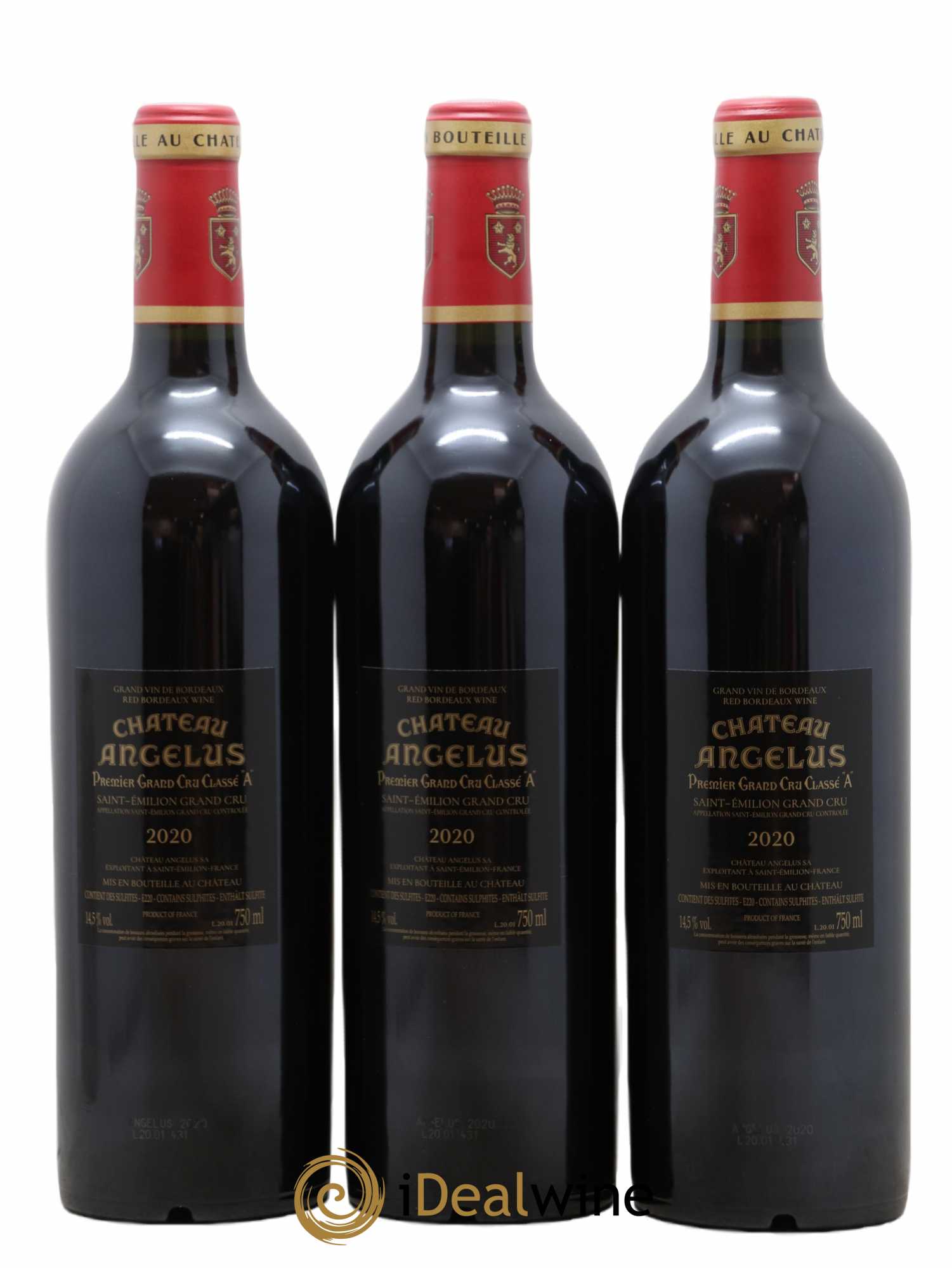 Château Angélus 1er Grand Cru Classé A 2020 - Lot de 3 bouteilles - 1