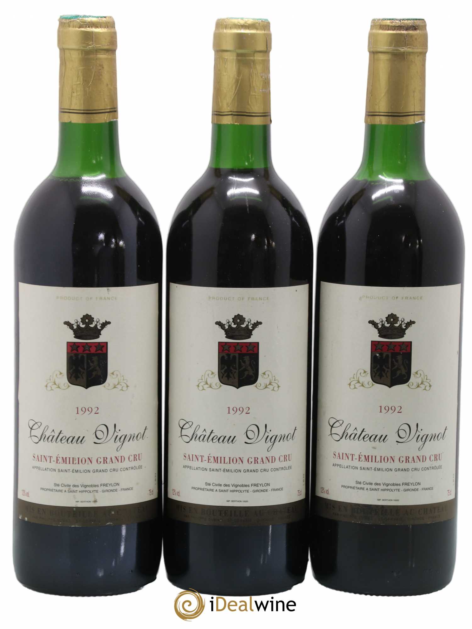 Saint-Émilion Grand Cru Château Vignot 1992 - Lot de 3 bouteilles - 0