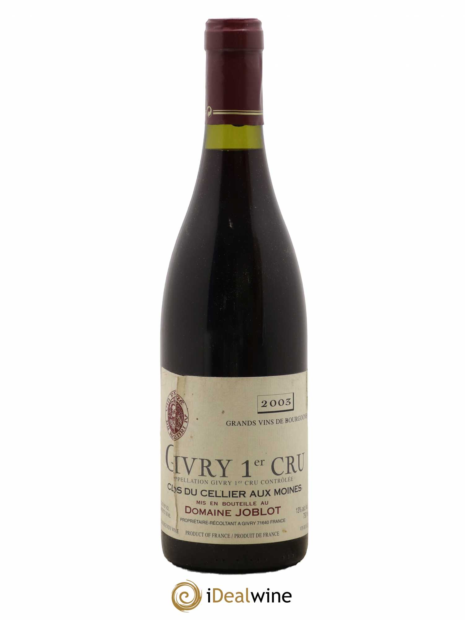 Givry 1er Cru Clos du Cellier aux Moines Joblot (Domaine) 2003 - Lot de 1 bouteille - 0