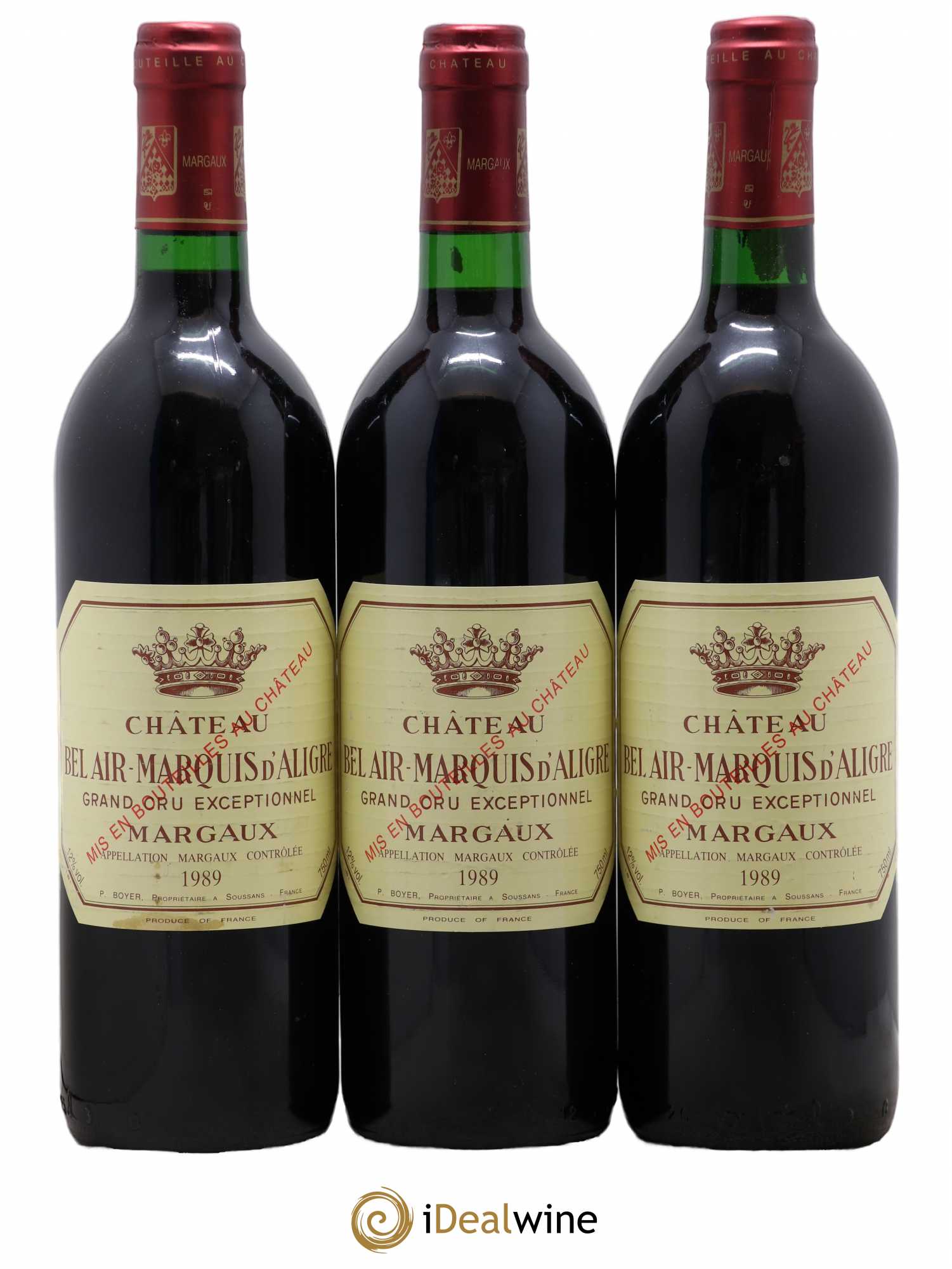 Château Bel Air Marquis d'Aligre 1989 - Lot de 3 bouteilles - 0