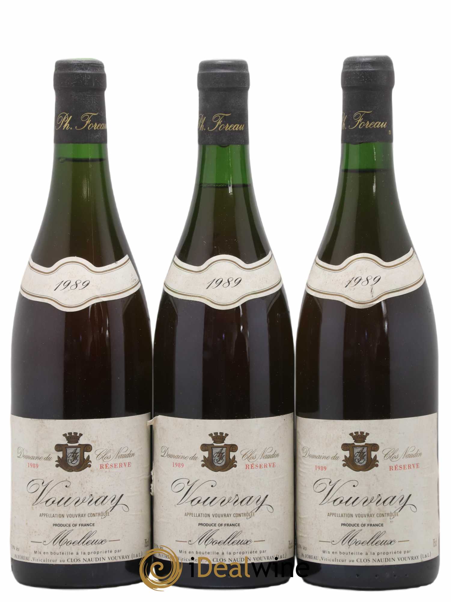 Vouvray Moelleux Réserve Clos Naudin - Philippe Foreau 1989 - Lotto di 3 bottiglie - 0