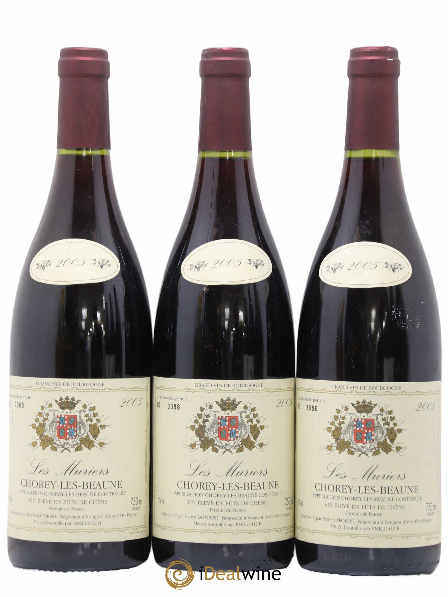 Chorey-lès-Beaune Muriers Pierre Laforest 2005 - Posten von 3 Flaschen - 0