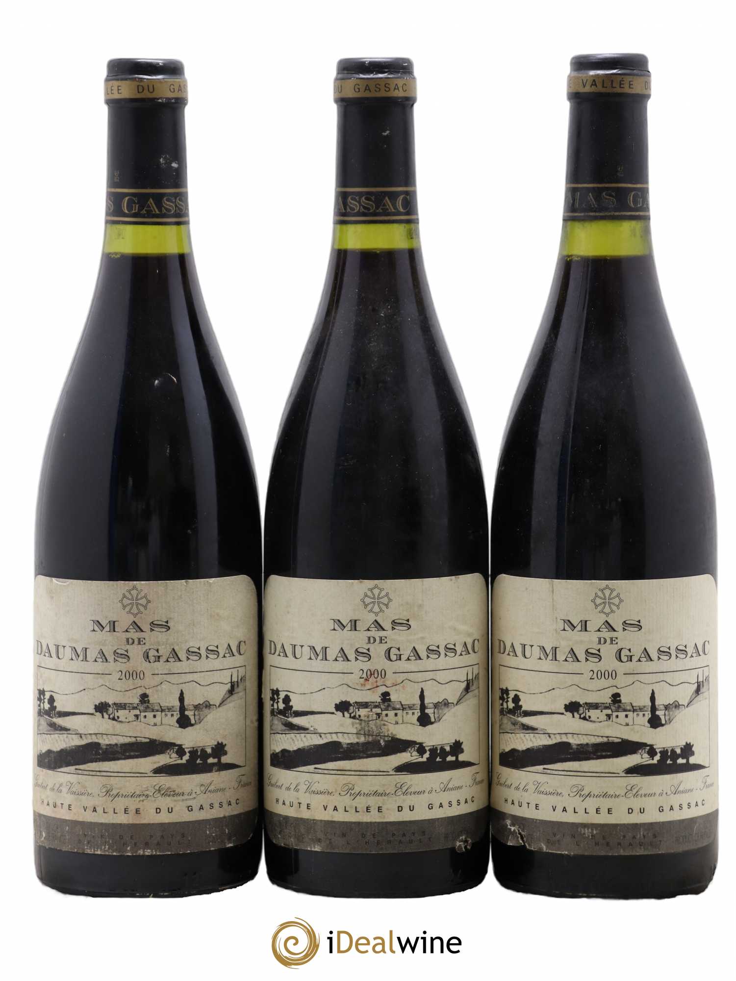 Saint-Guilhem-le-Désert - Cité d'Aniane Mas Daumas Gassac Famille Guibert de La Vaissière 2000 - Lot de 3 bouteilles - 0