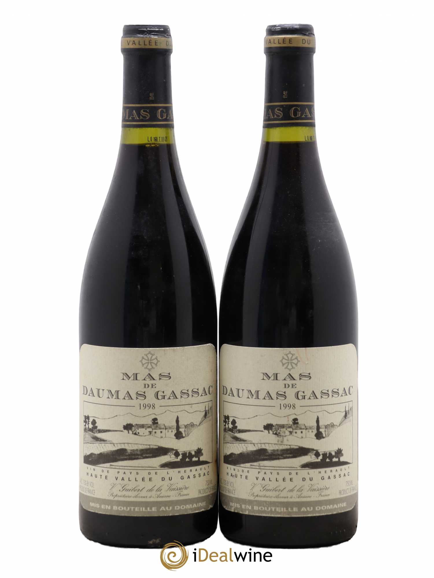 Saint-Guilhem-le-Désert - Cité d'Aniane Mas Daumas Gassac Famille Guibert de La Vaissière 1998 - Lot de 2 bouteilles - 0