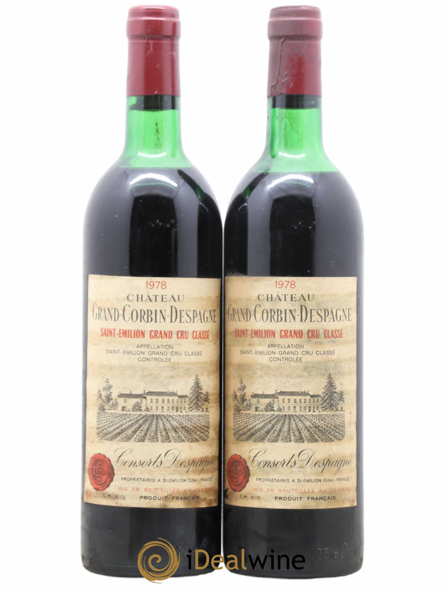 Château Grand Corbin Despagne Grand Cru Classé 1978 - Lot de 2 bouteilles - 0