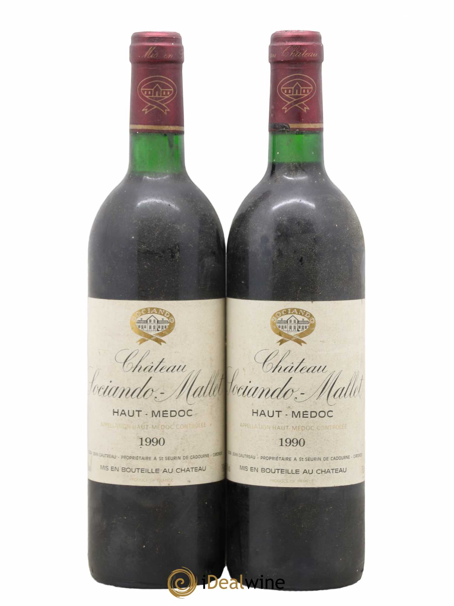 Château Sociando Mallet 1990 - Lot de 2 bouteilles - 0