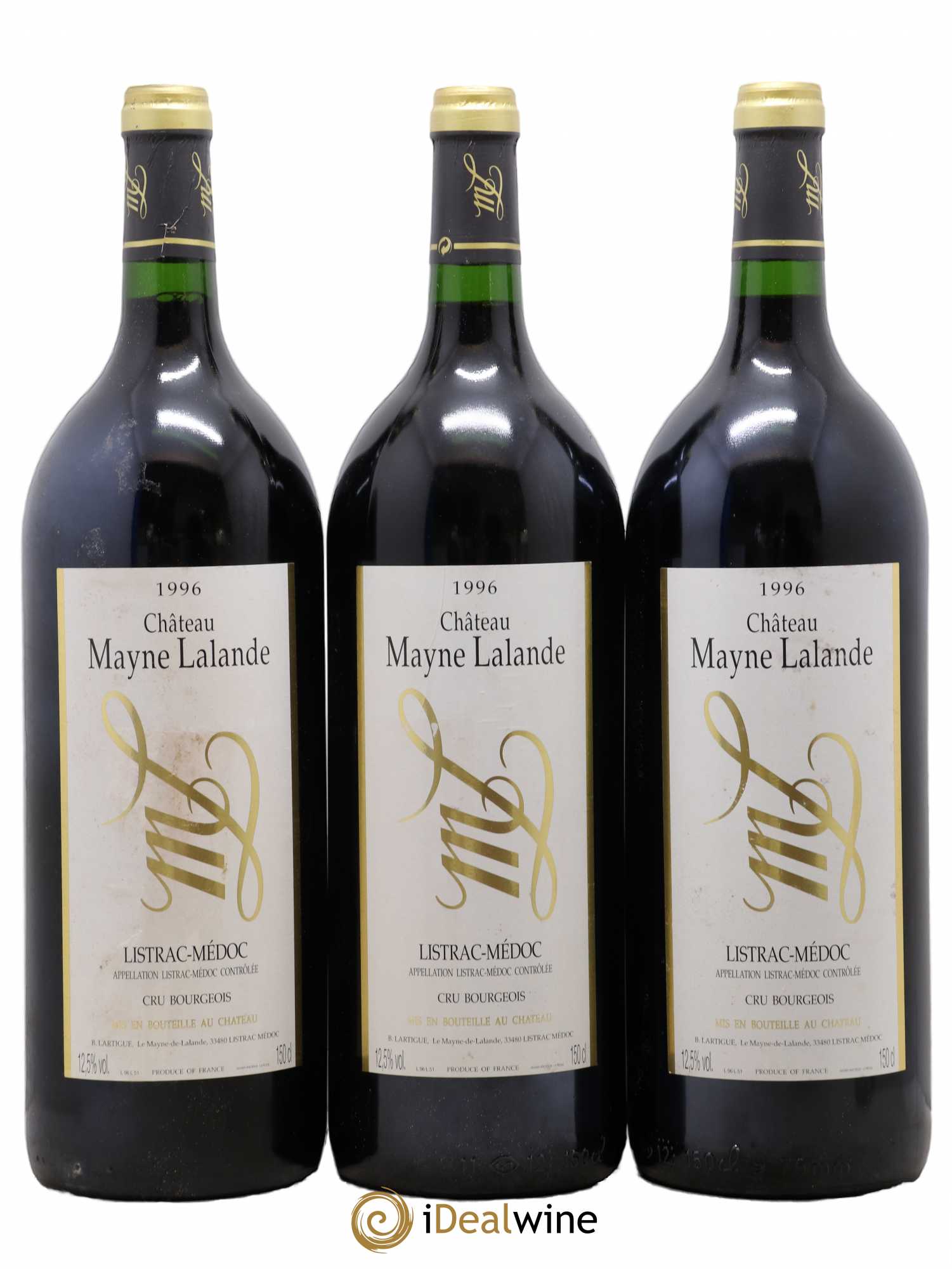 Château Mayne Lalande Cru Bourgeois 1996 - Lot de 3 magnums - 0
