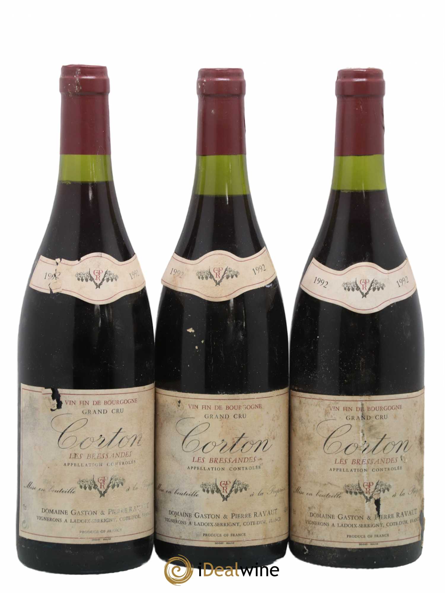 Corton Grand Cru Bressandes Ravaut 1992 - Lot de 3 bouteilles - 0