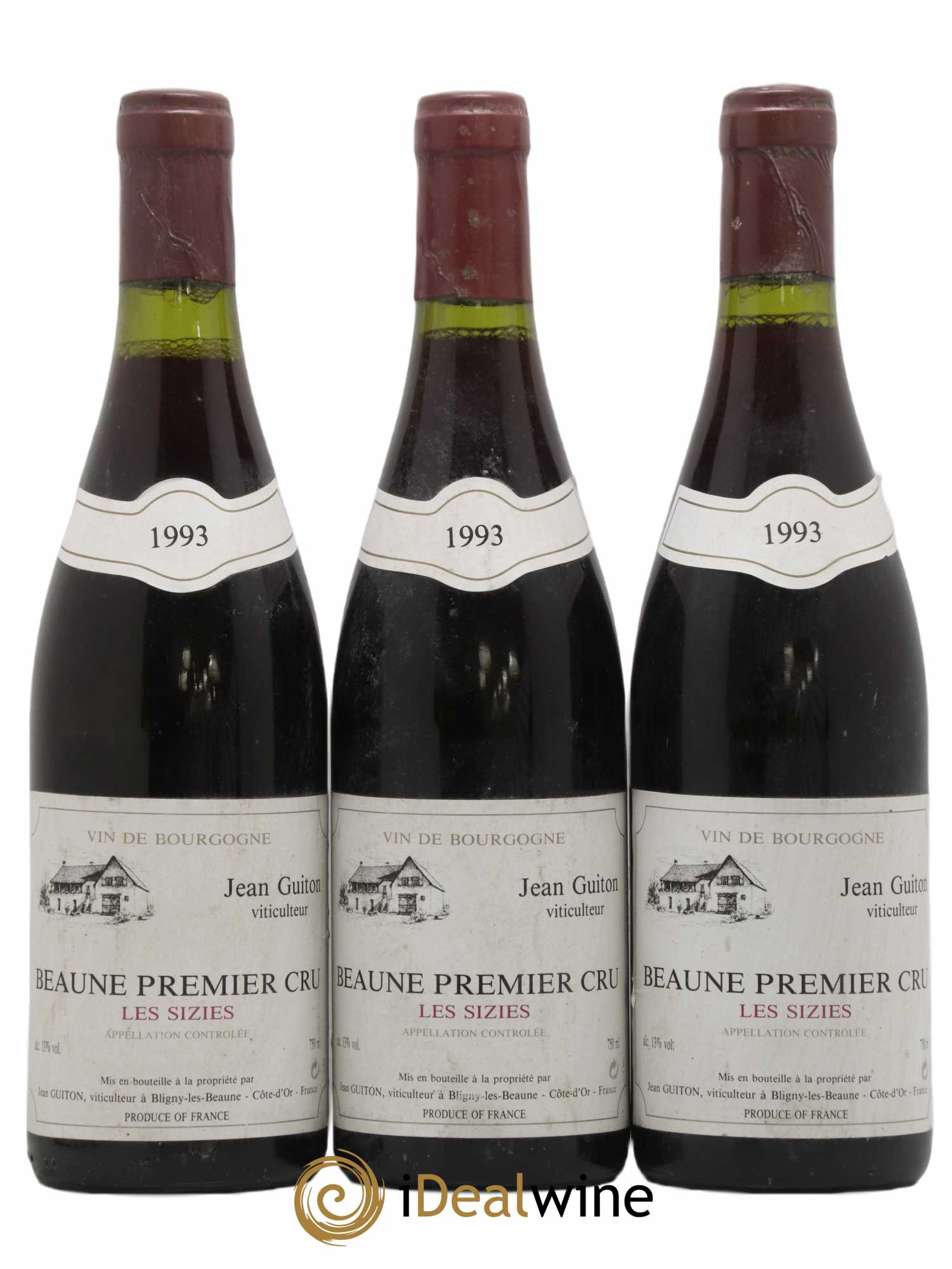 Beaune 1er Cru les Sizies Jean Guiton 1993 - Posten von 3 Flaschen - 0