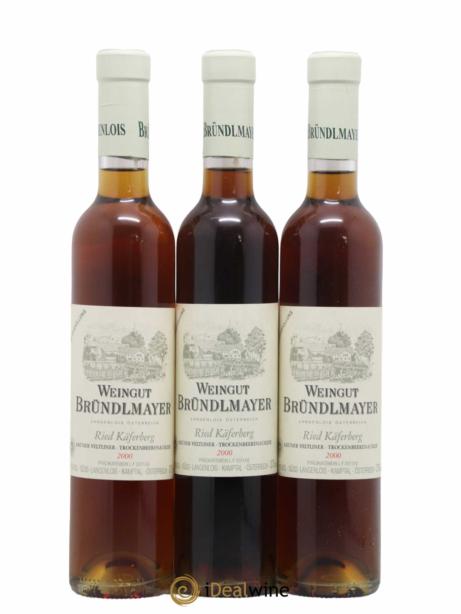 Autriche Grüner Veltiner Trockenbeerenauslese Ried Käferberg Bründlmayer Langenlois 2000 - Posten von 6 Demi-Flaschen - 1