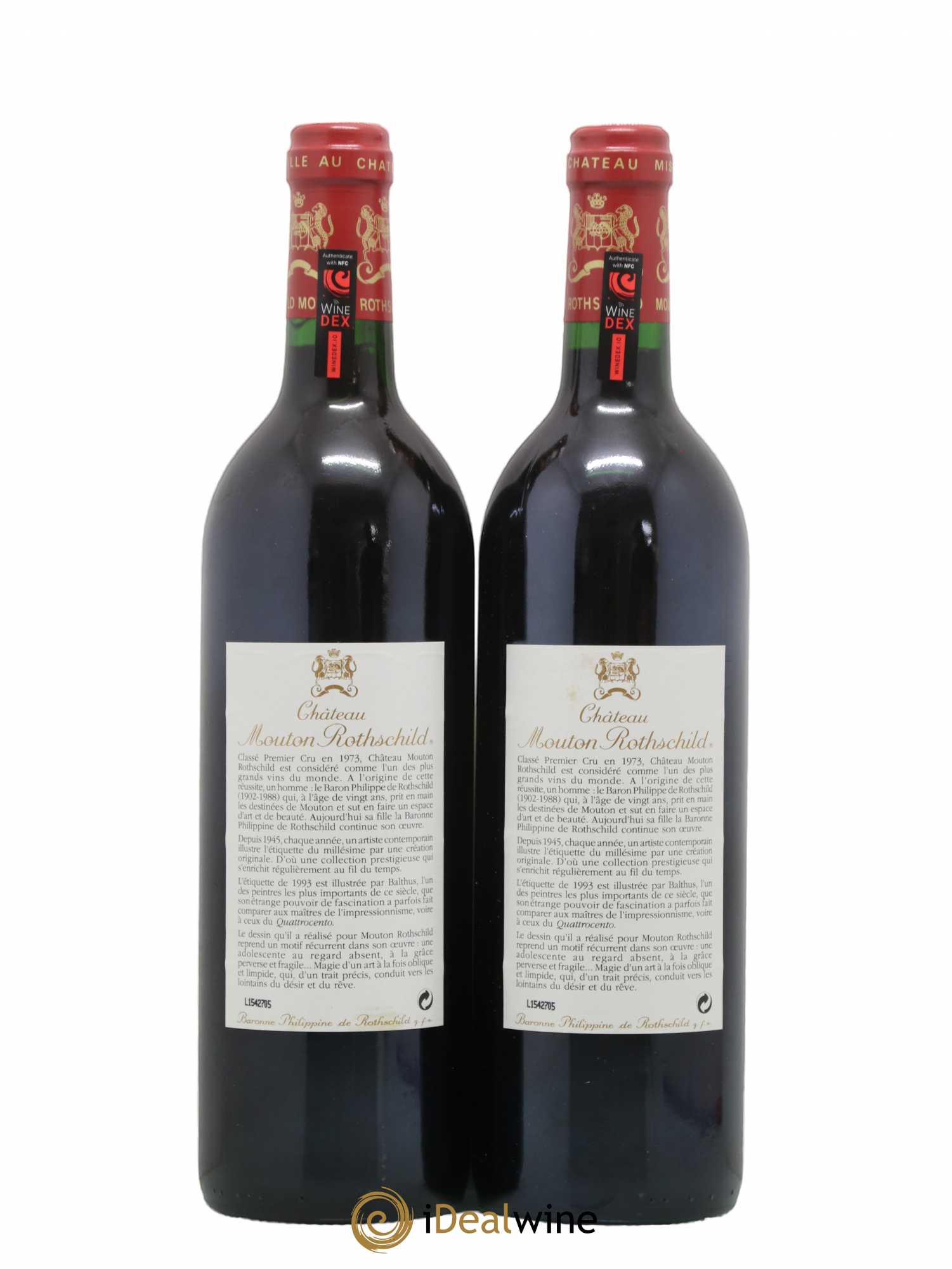 Château Mouton Rothschild 1er Grand Cru Classé 1993 - Lot de 2 bouteilles - 1