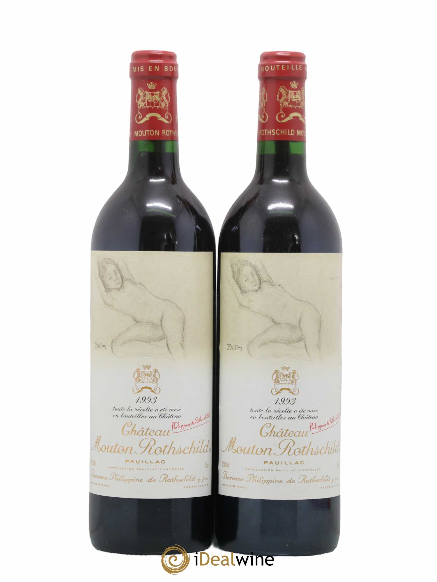 Château Mouton Rothschild 1er Grand Cru Classé 1993 - Lot de 2 bouteilles - 0