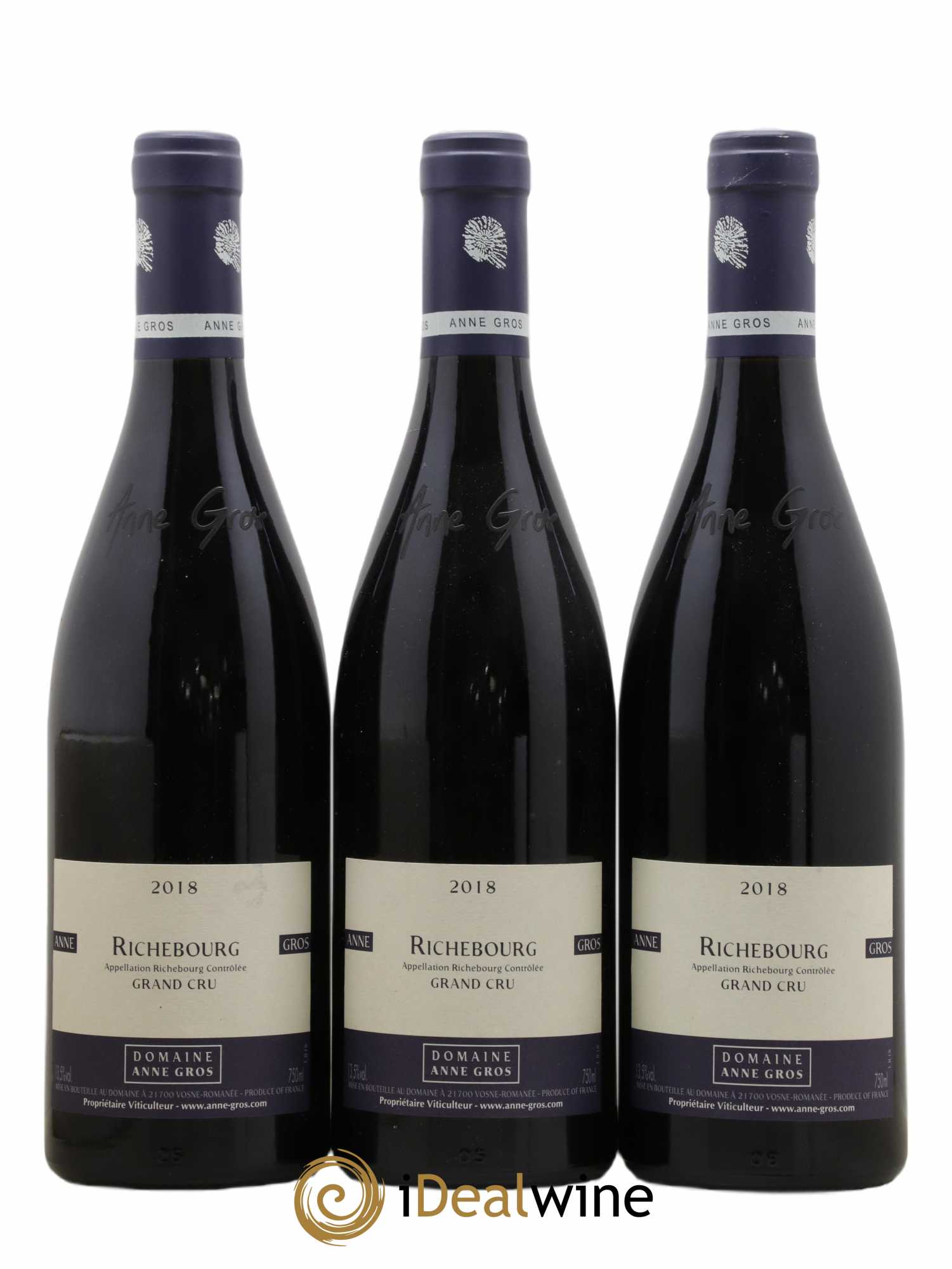 Richebourg Grand Cru Anne Gros 2018 - Lot of 3 bottles - 0