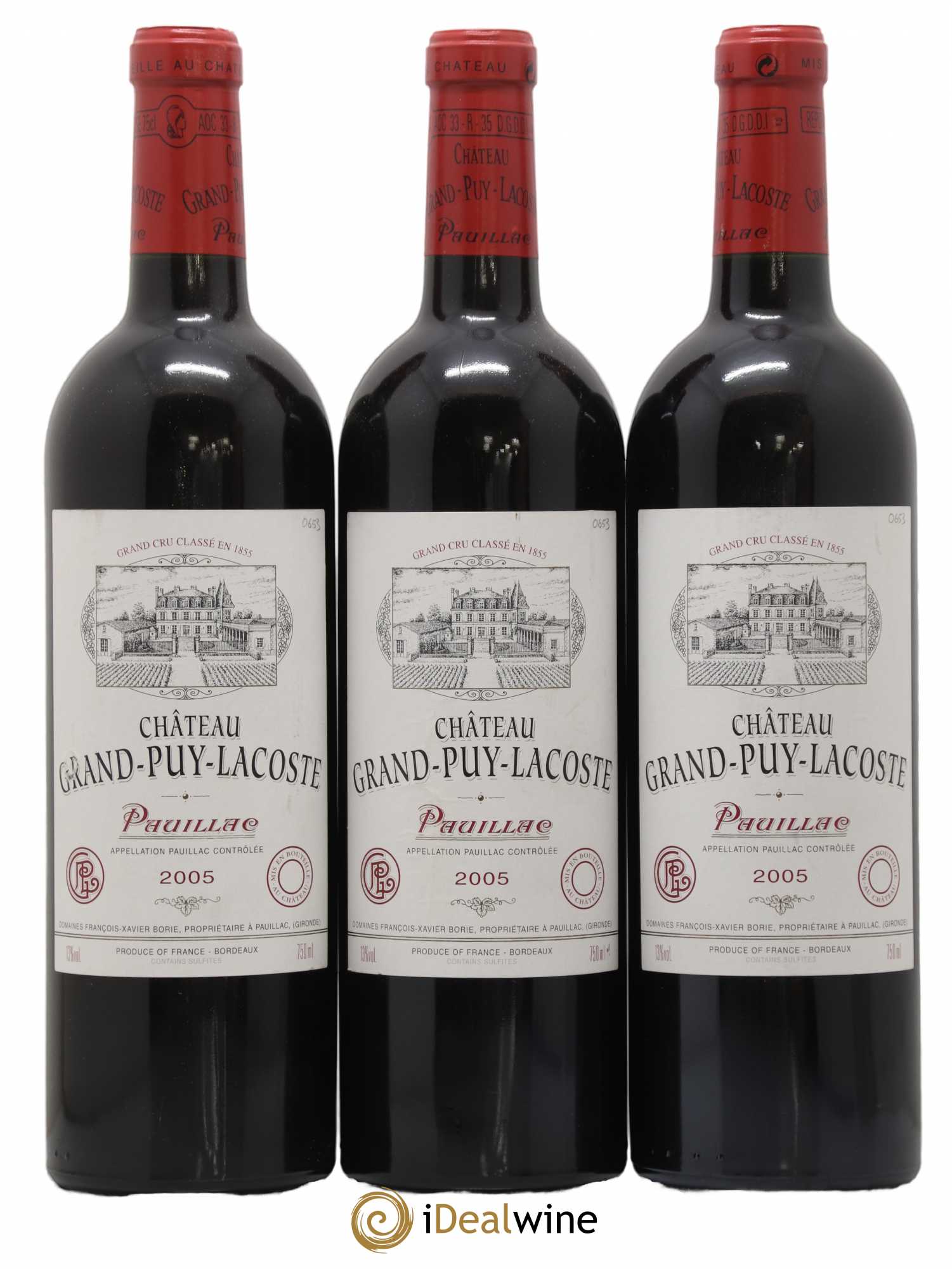 Château Grand Puy Lacoste 5ème Grand Cru Classé 2005 - Lot de 3 bouteilles - 0