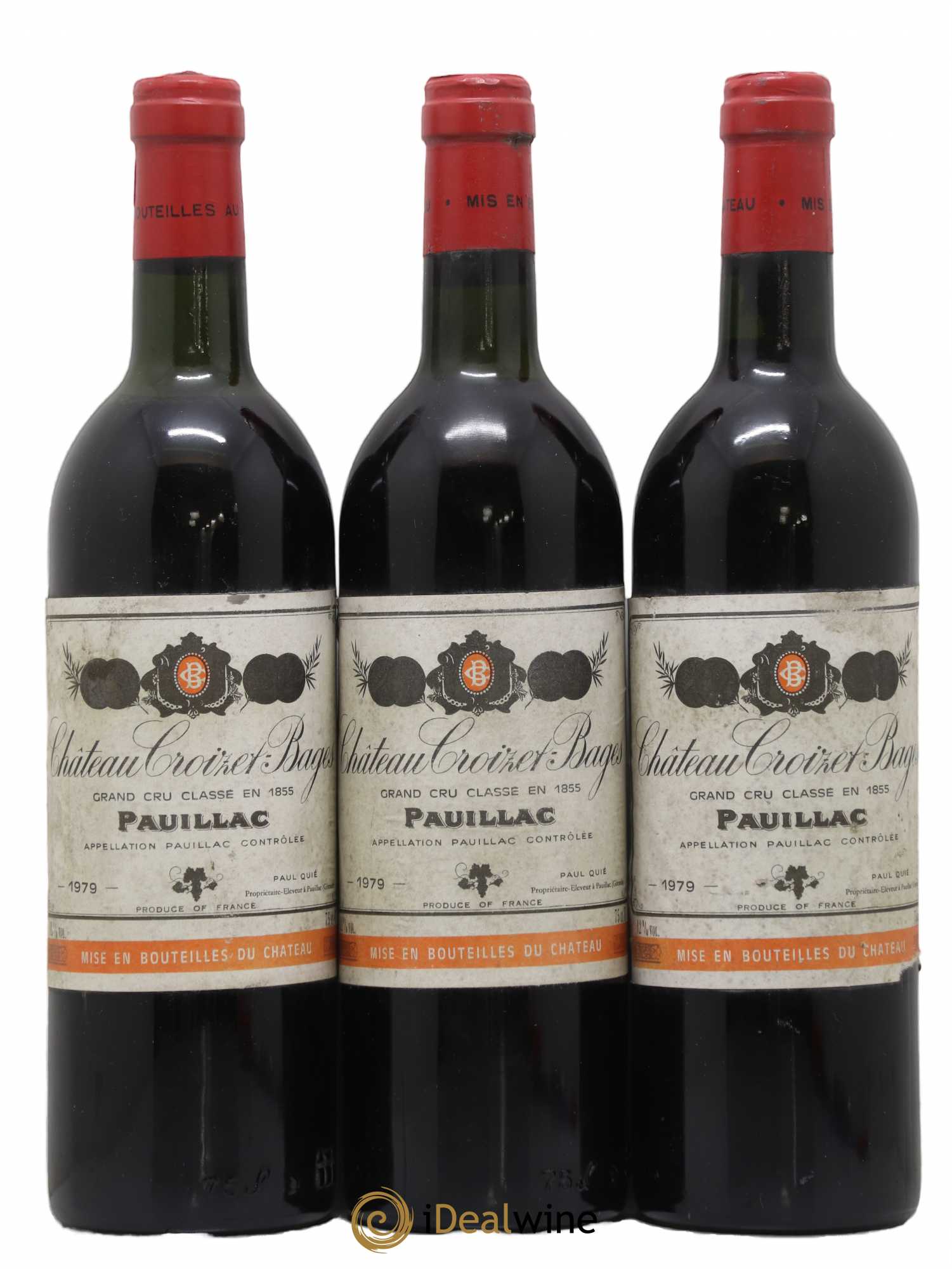 Château Croizet Bages 5ème Grand Cru Classé 1979 - Lot de 3 bouteilles - 0