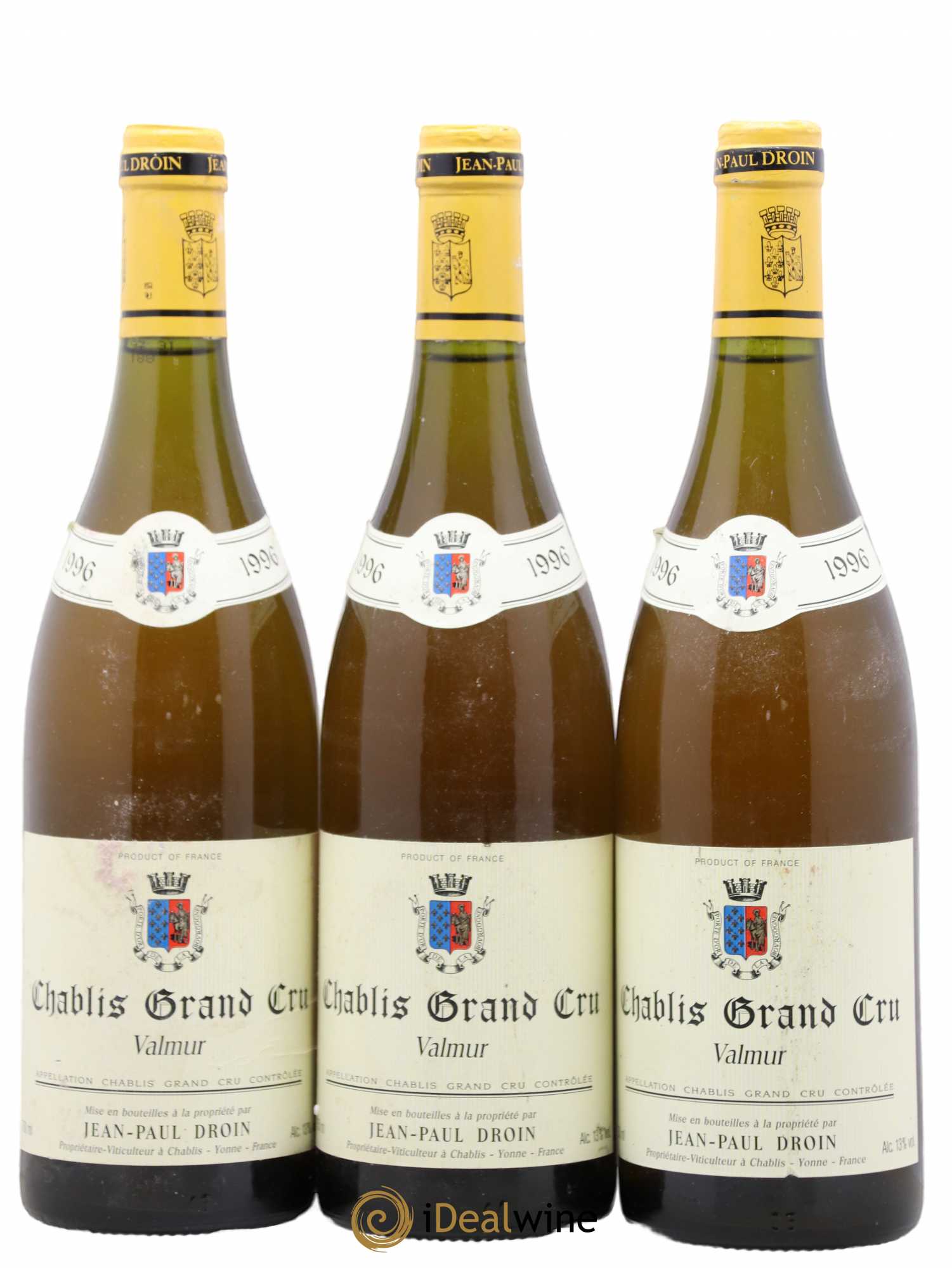 Chablis Grand Cru Valmur Jean-Paul & Benoît Droin (Domaine) (sans prix de réserve) 1996 - Lot de 3 bouteilles - 0