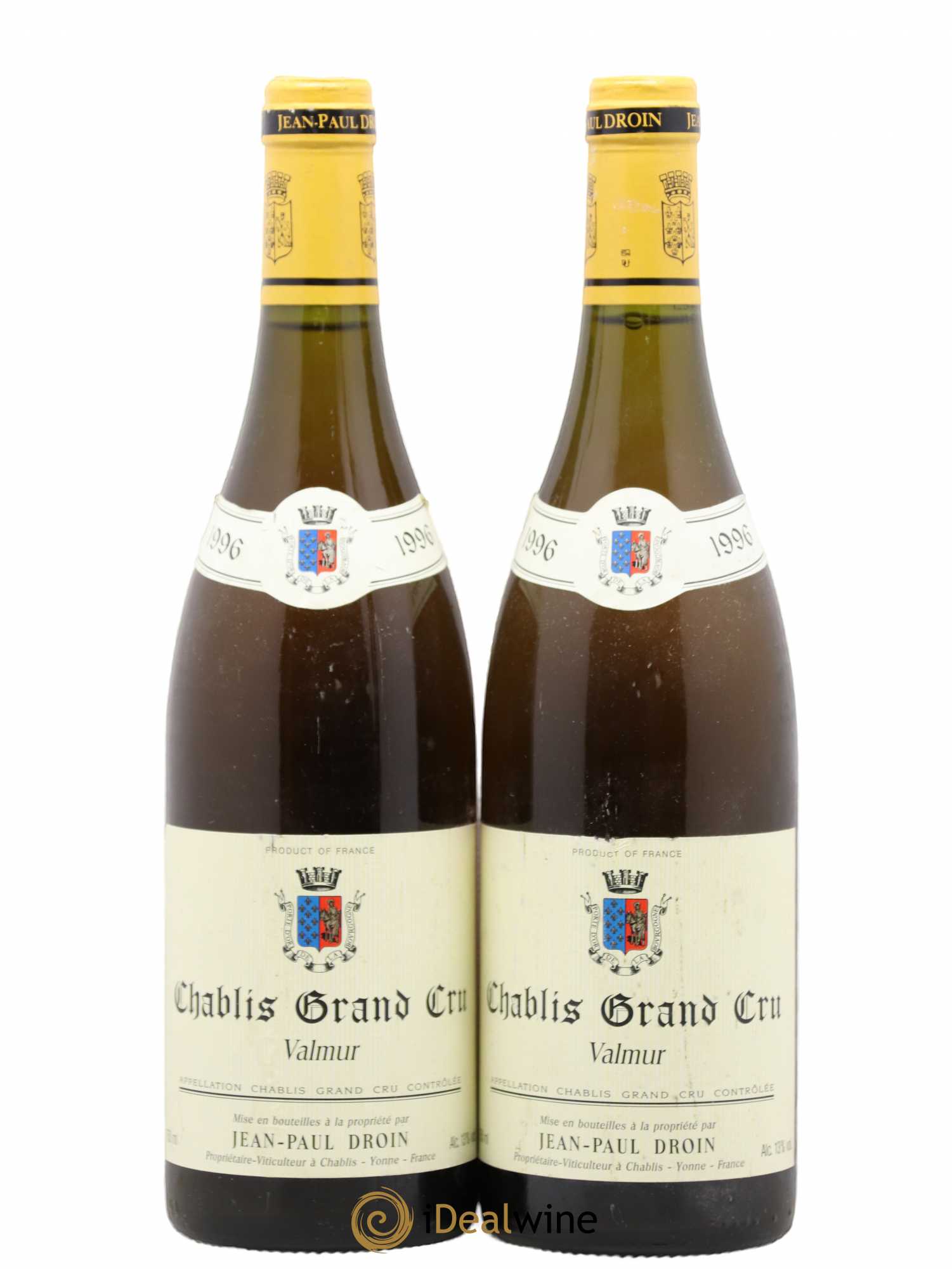 Chablis Grand Cru Valmur Jean-Paul & Benoît Droin (Domaine) (sans prix de réserve) 1996 - Lot de 2 bouteilles - 0