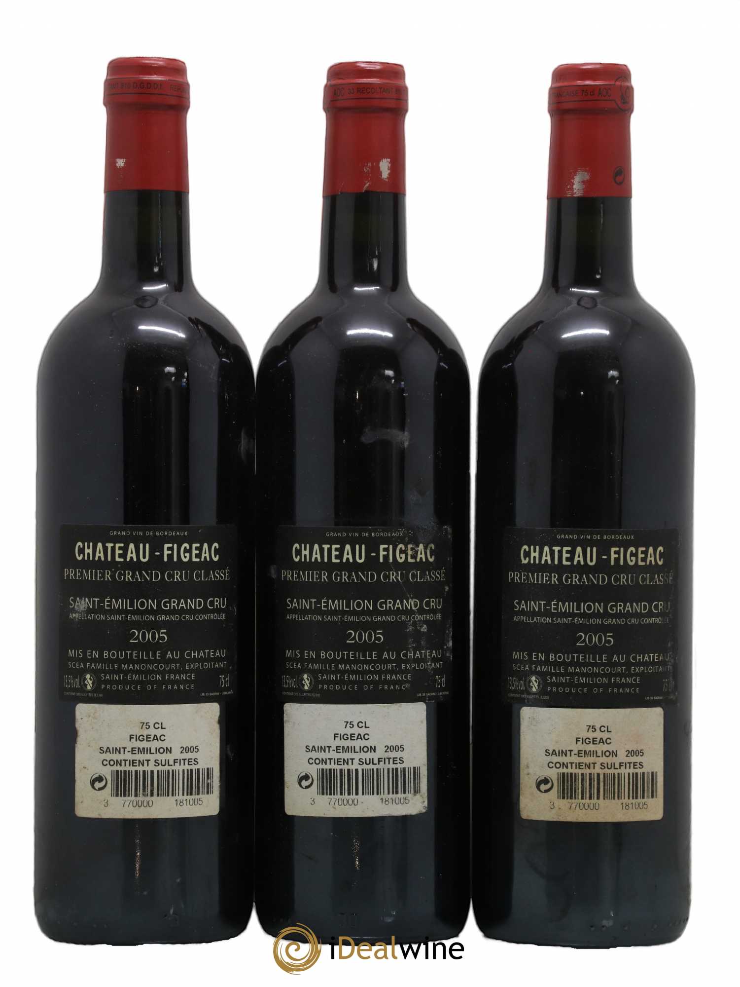 Château Figeac 1er Grand Cru Classé A 2005 - Lot de 3 bouteilles - 1