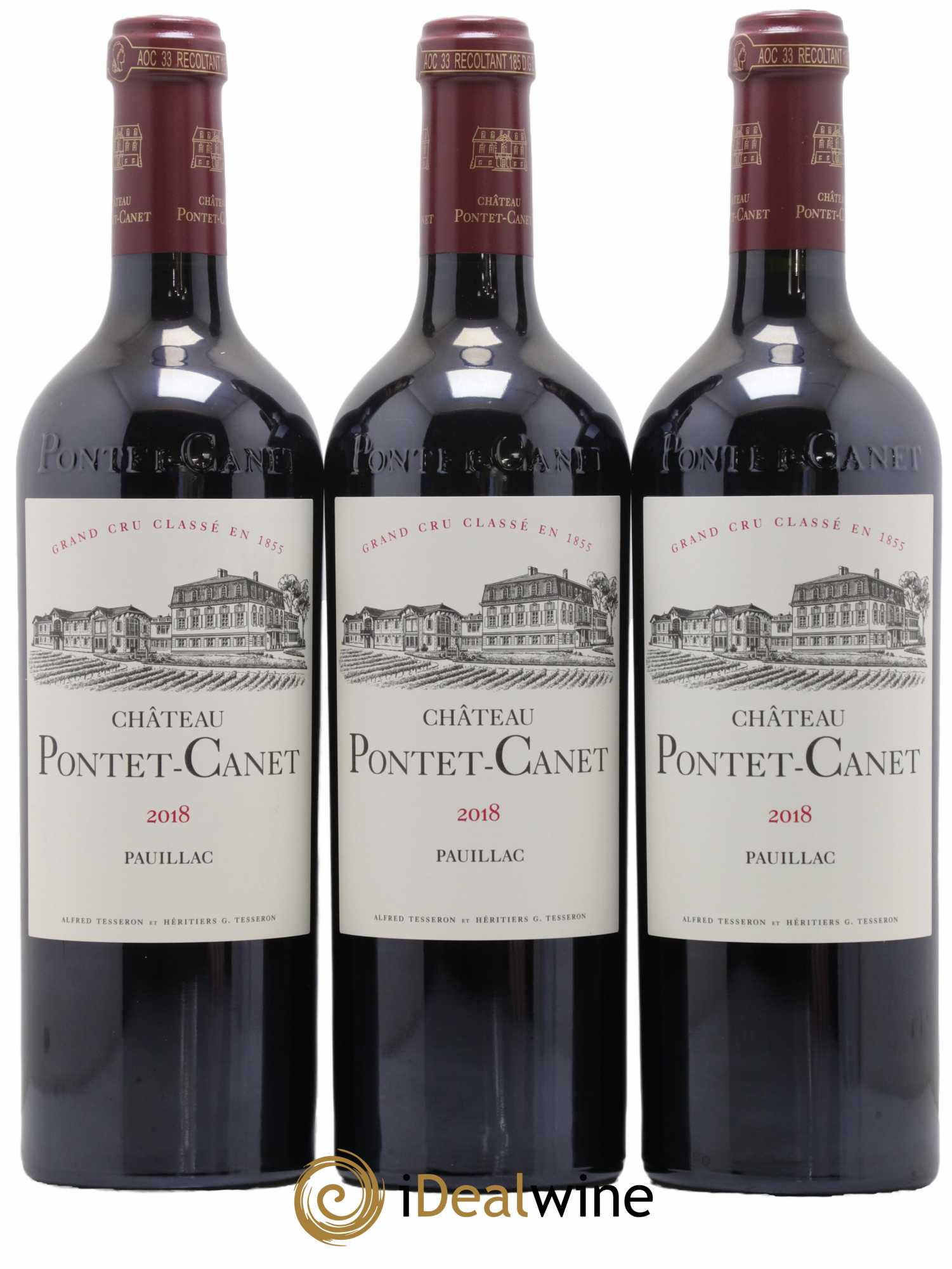 Château Pontet Canet 5ème Grand Cru Classé 2018 - Lot de 3 bouteilles - 0