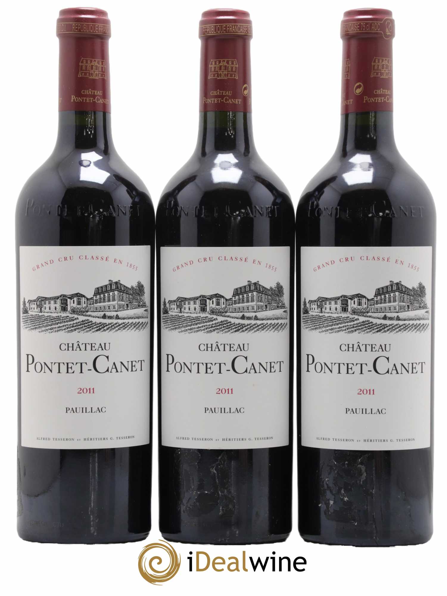 Château Pontet Canet 5ème Grand Cru Classé 2011 - Lot de 3 bouteilles - 0