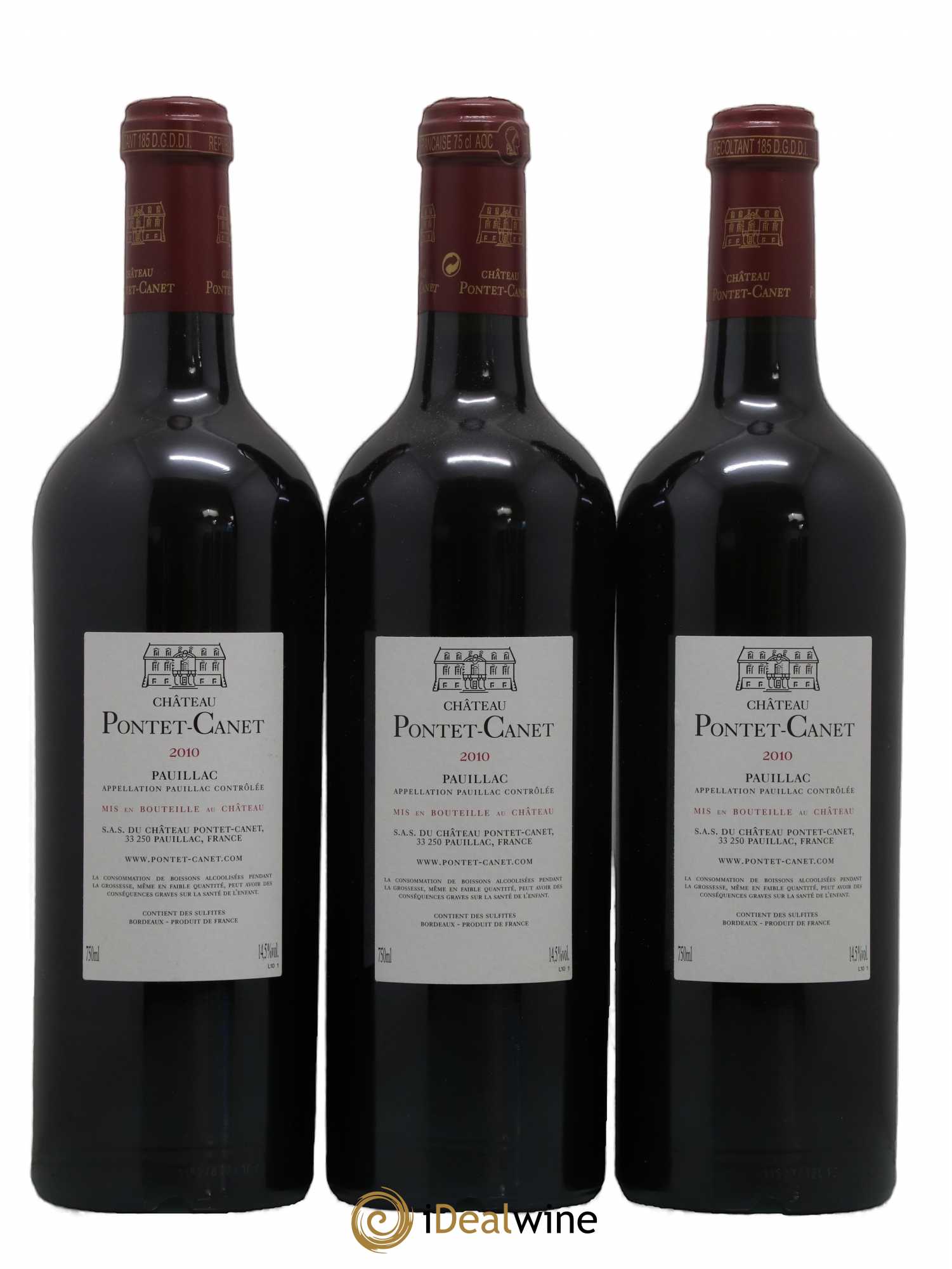 Château Pontet Canet 5ème Grand Cru Classé 2010 - Lot de 3 bouteilles - 1