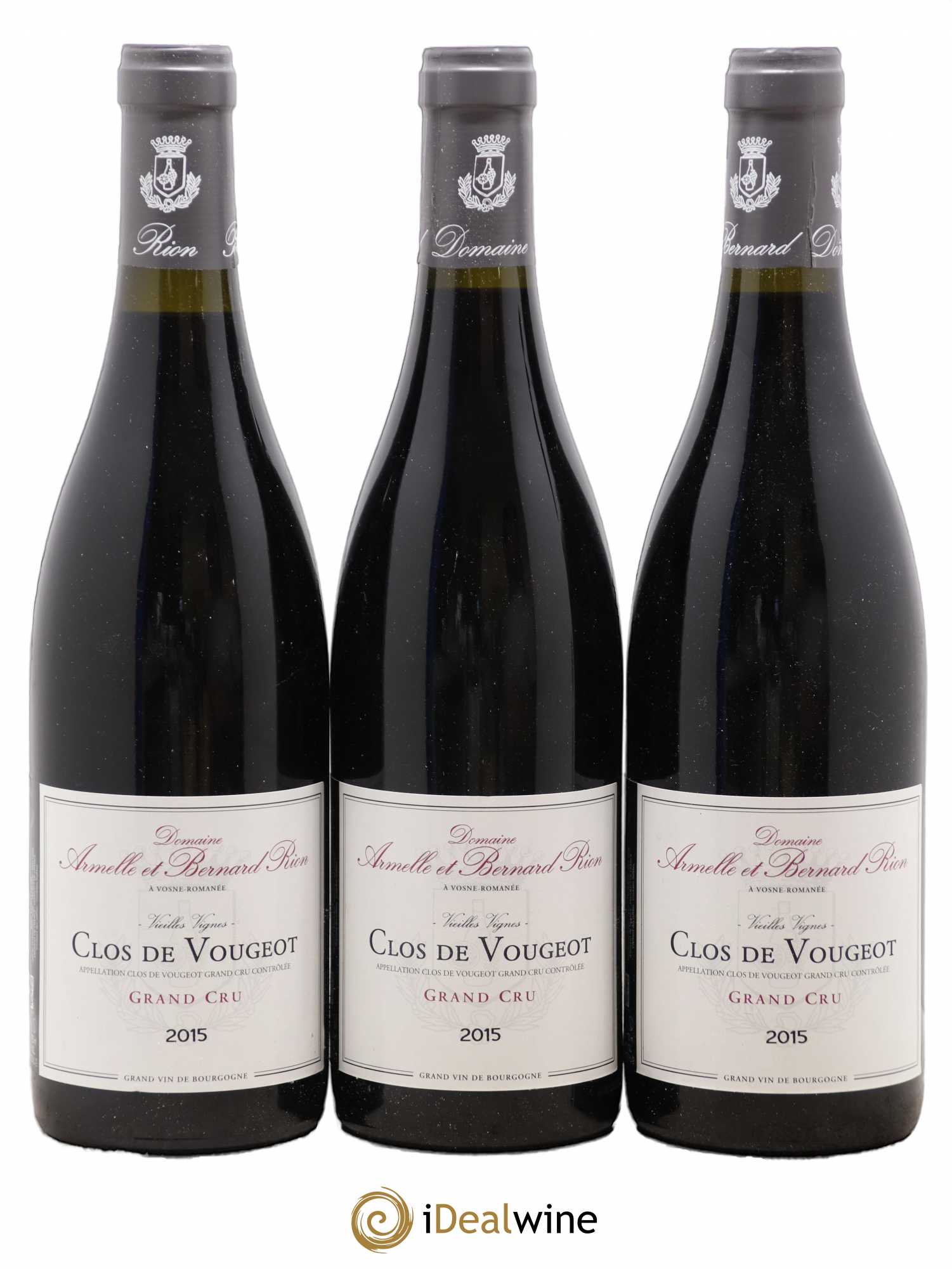 Clos de Vougeot Grand Cru Domaine Armelle et Bernard Rion 2015 - Lot de 12 bouteilles - 1