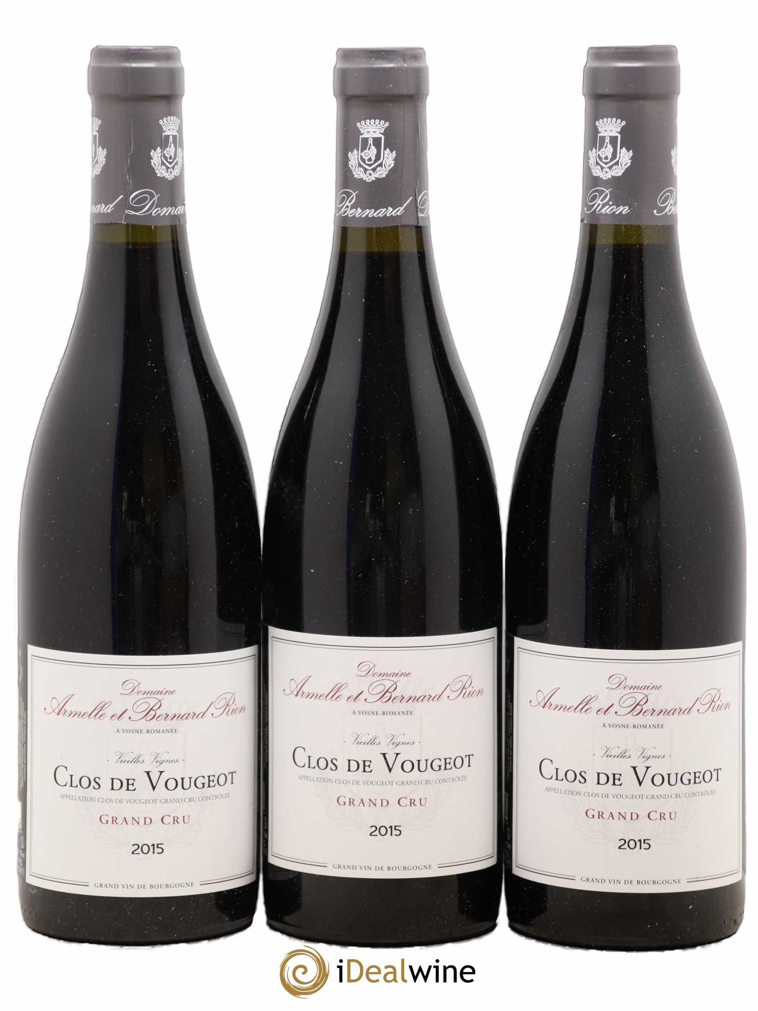 Clos de Vougeot Grand Cru Domaine Armelle et Bernard Rion 2015 - Lot de 3 bouteilles - 0
