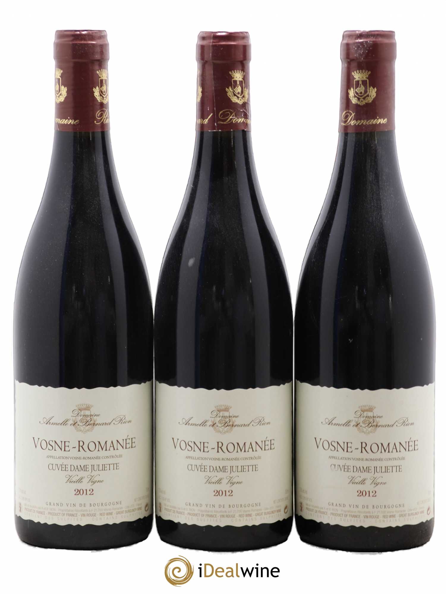Vosne-Romanée Cuvée Dame Juliette Vieilles vignes Rion 2012 - Lot de 3 bouteilles - 0