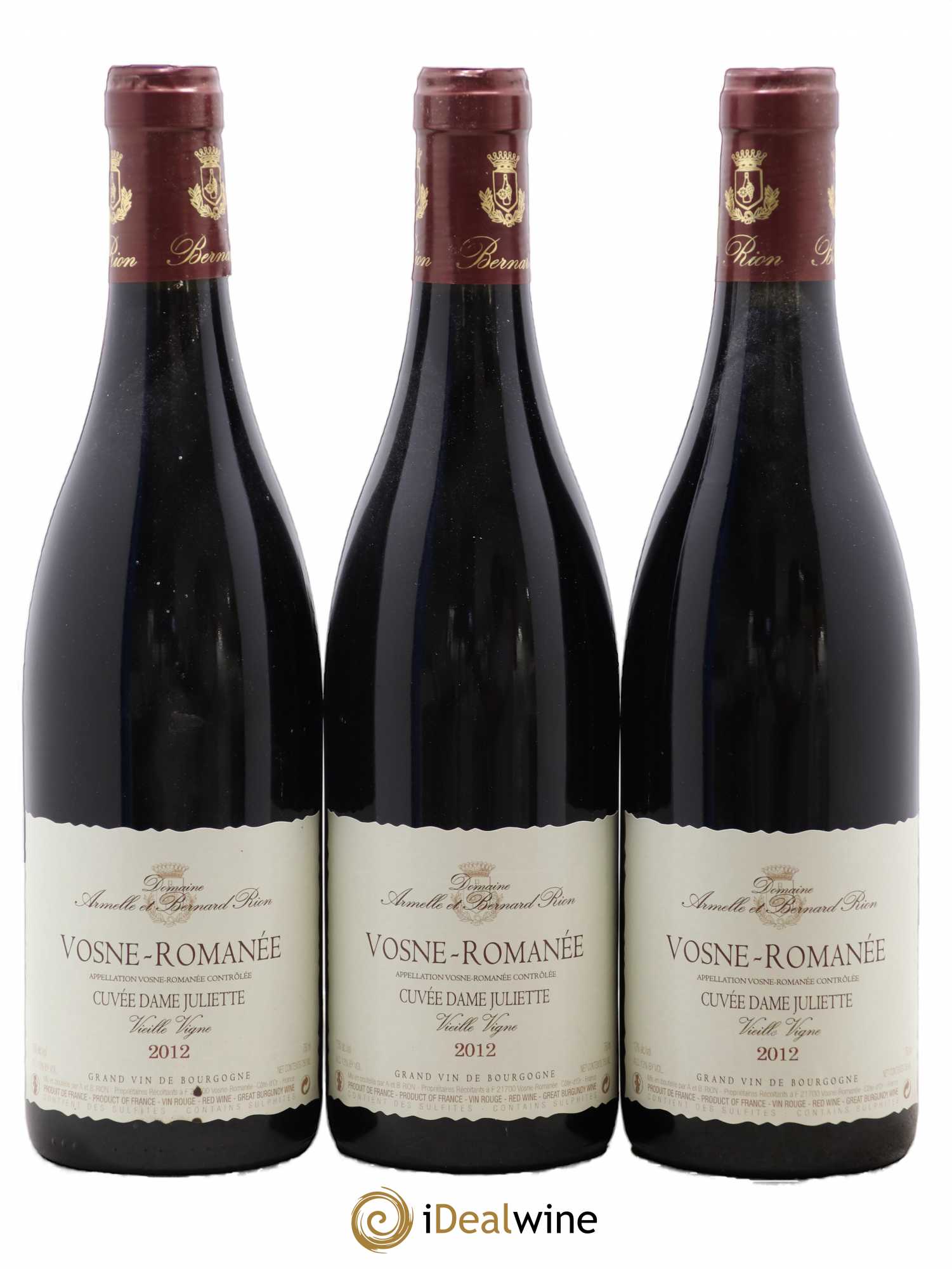 Vosne-Romanée Cuvée Dame Juliette Vieilles vignes Rion 2012 - Lot de 3 bouteilles - 0