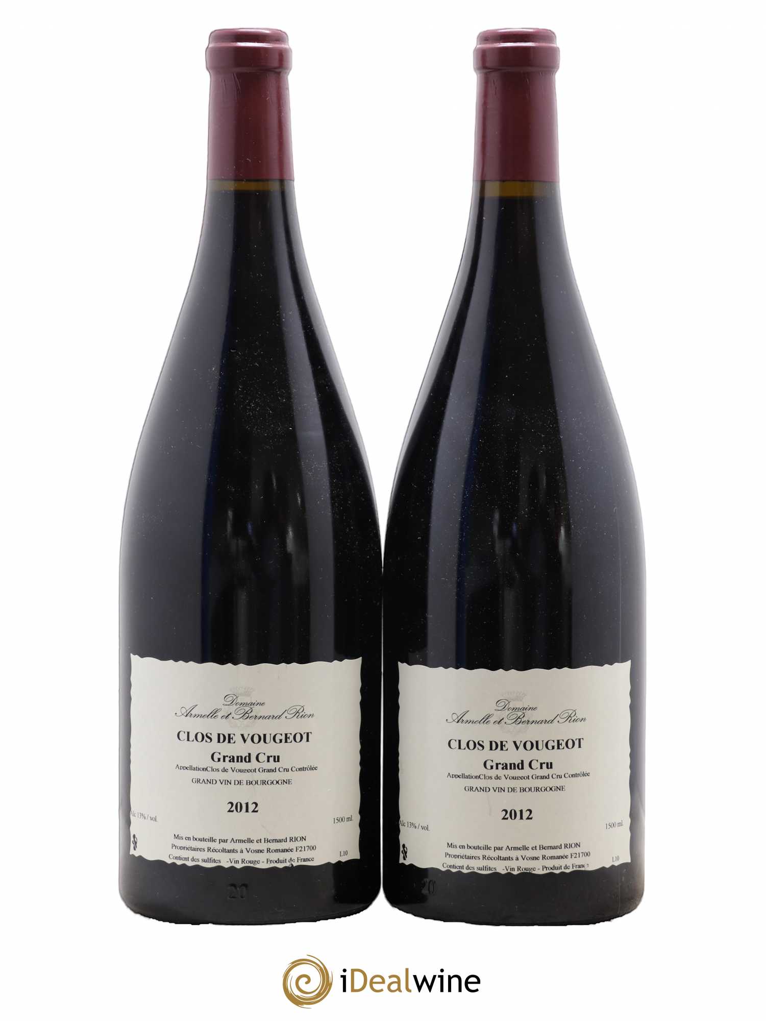 Clos de Vougeot Grand Cru Domaine Armelle et Bernard Rion 2012 - Lot de 2 magnums - 0