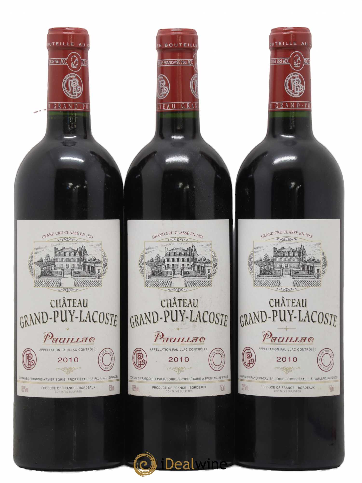 Château Grand Puy Lacoste 5ème Grand Cru Classé 2010 - Lot de 3 bouteilles - 0