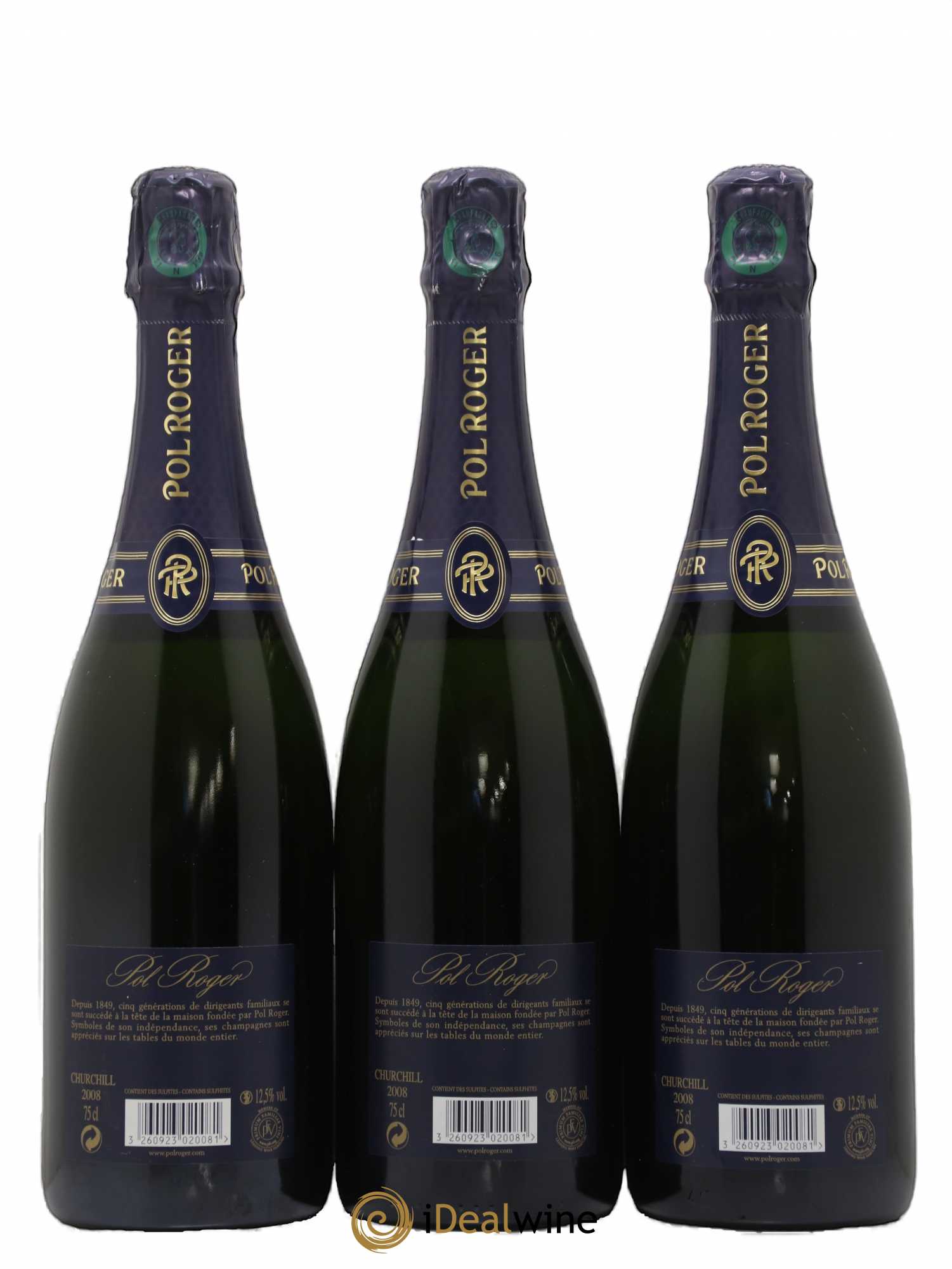 Cuvée Winston Churchill Pol Roger Brut 2008 - Lot de 3 bouteilles - 1
