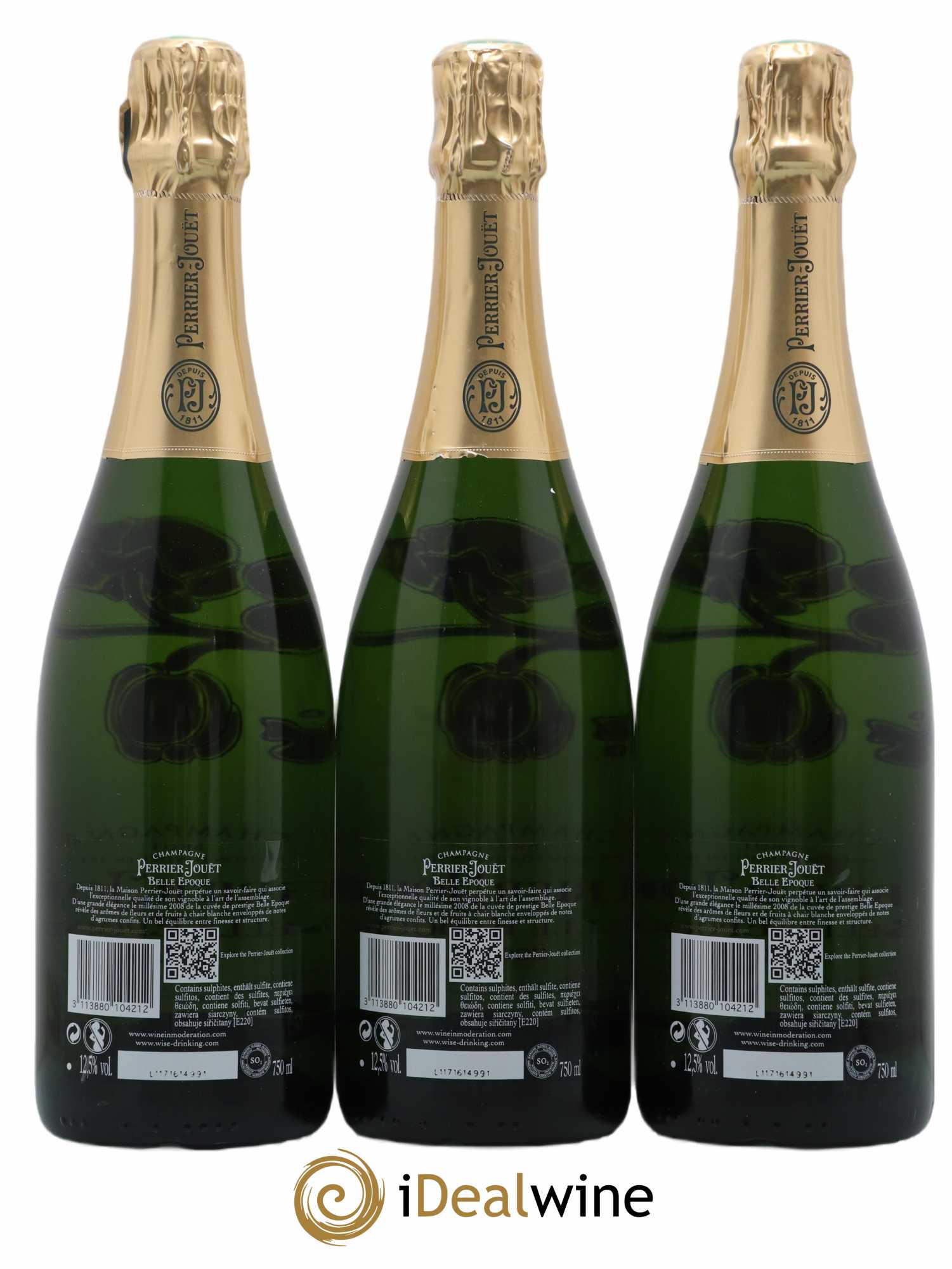 Cuvée Belle Epoque Brut Perrier-Jouët 2008 - Lot de 3 bouteilles - 1