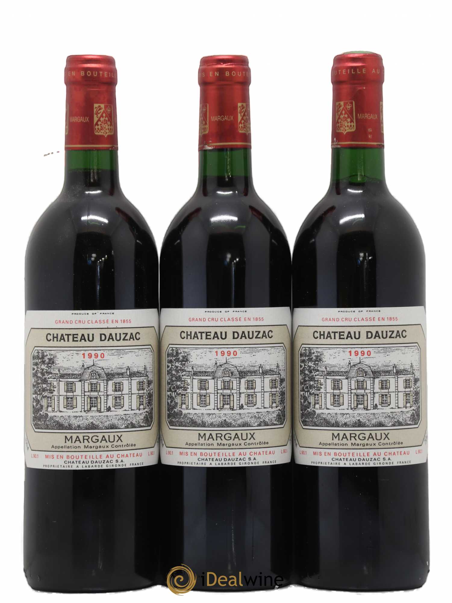 Château Dauzac 5ème Grand Cru Classé 1990 - Lot de 3 bouteilles - 0