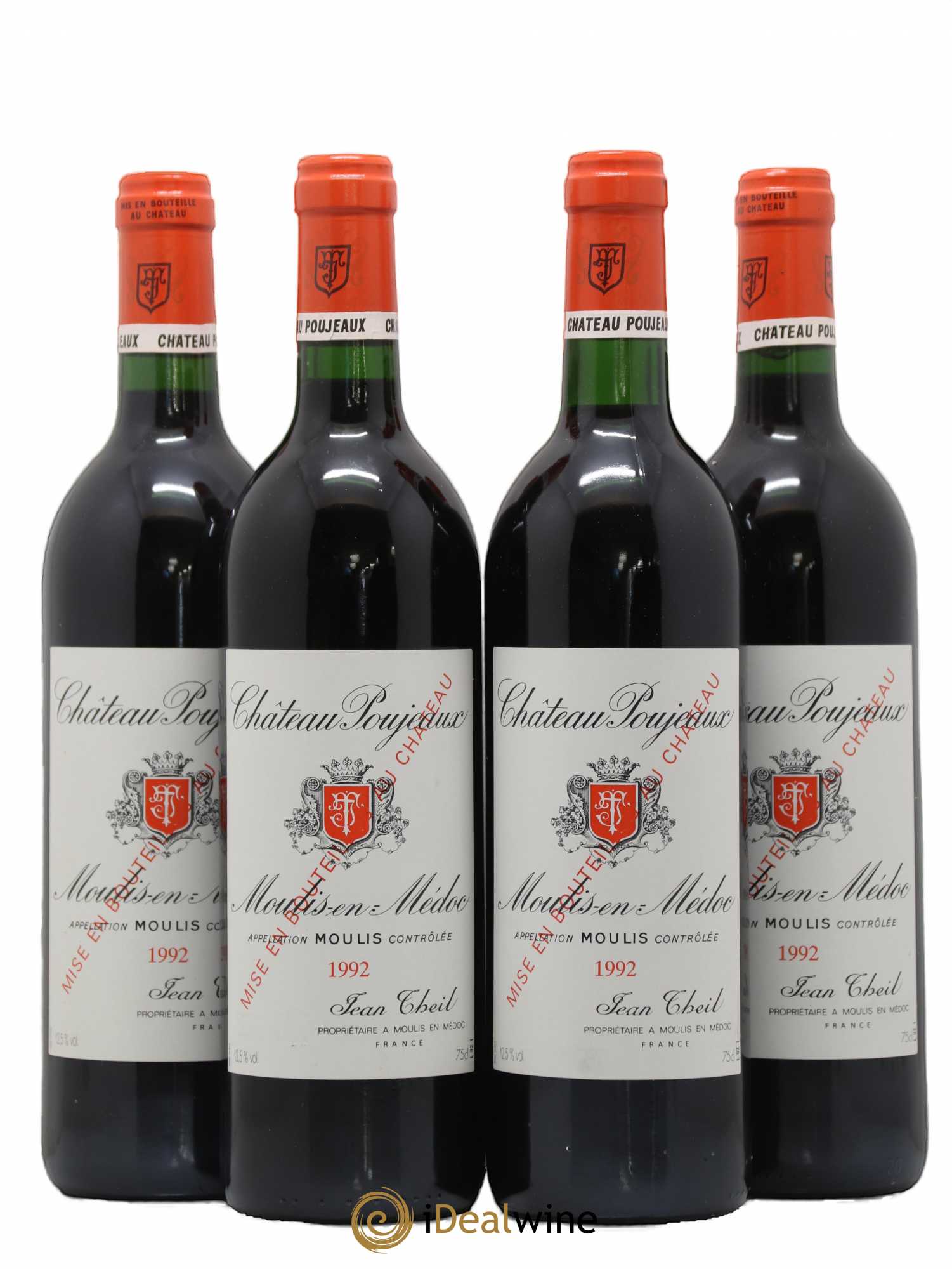 Château Poujeaux 1992 - Lot de 4 bouteilles - 0
