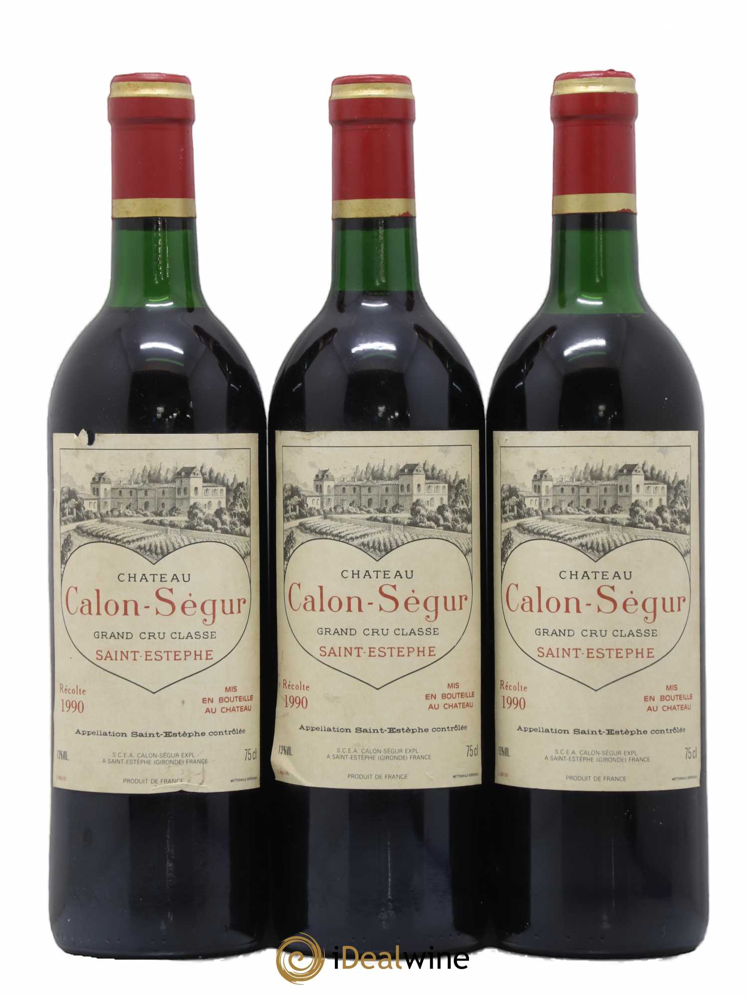 Château Calon Ségur 3ème Grand Cru Classé 1990 - Lot de 3 bouteilles - 0