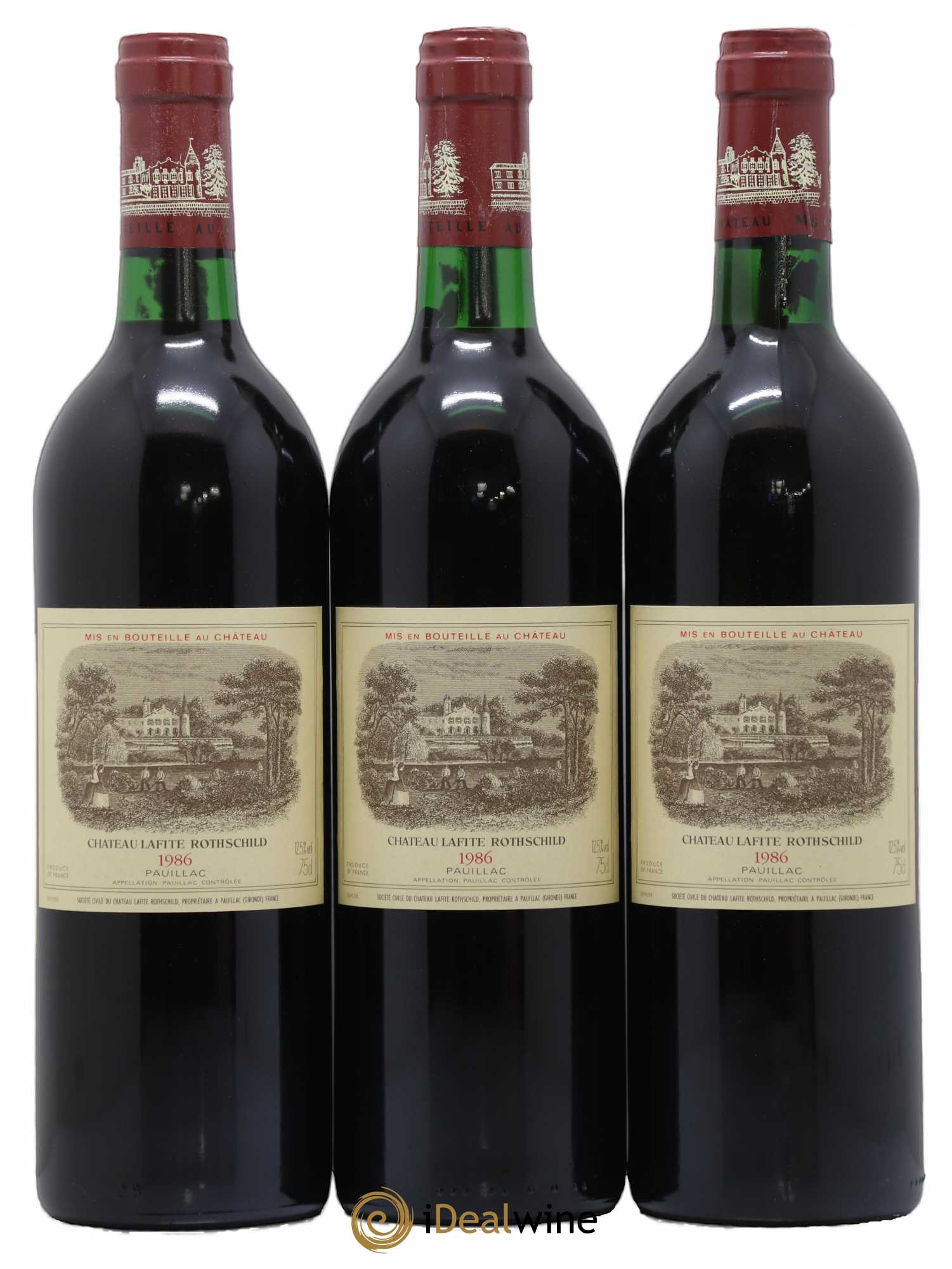 Château Lafite Rothschild 1er Grand Cru Classé 1986 - Lot de 3 bouteilles - 0